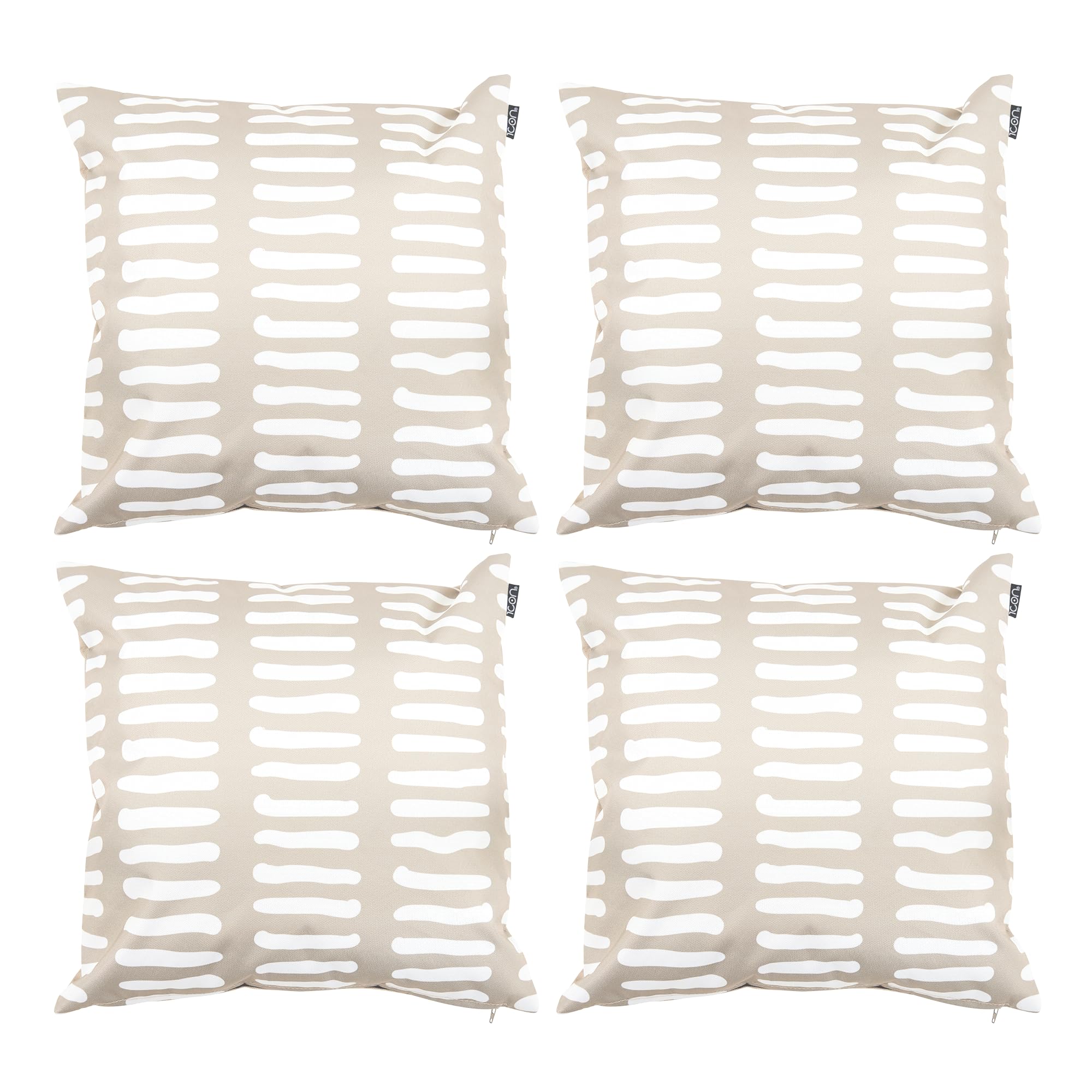 icon Outdoor Cushions Filled, Graphic Collection, Stone, Set of 4, 43cm x 43cm, Water Resistant, Beige Outdoor Cushions for Garden Furniture, Garden, Patio