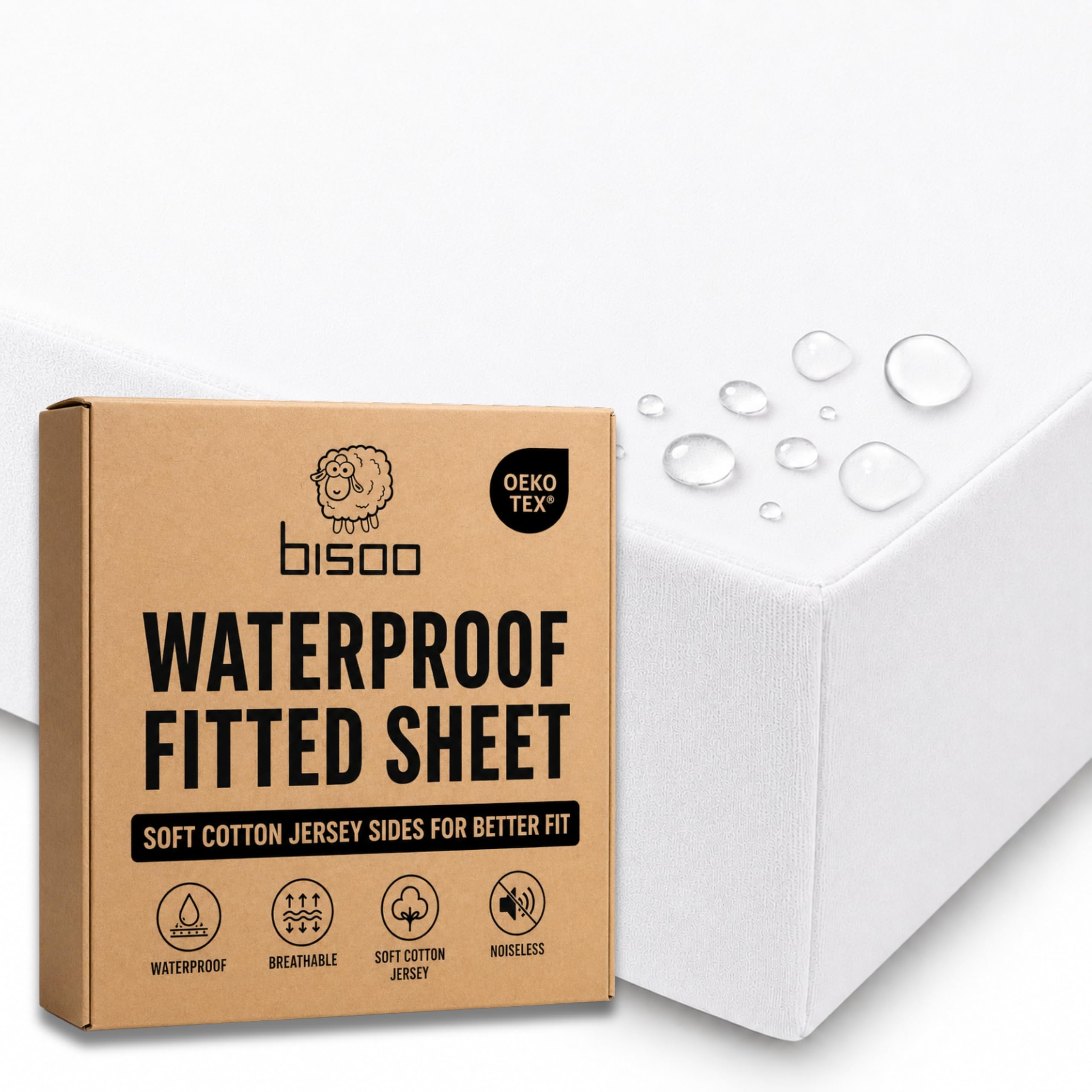 Bisoo Magic Sheet 20x33in White Waterproof Fitted Sheet for Bedside Crib