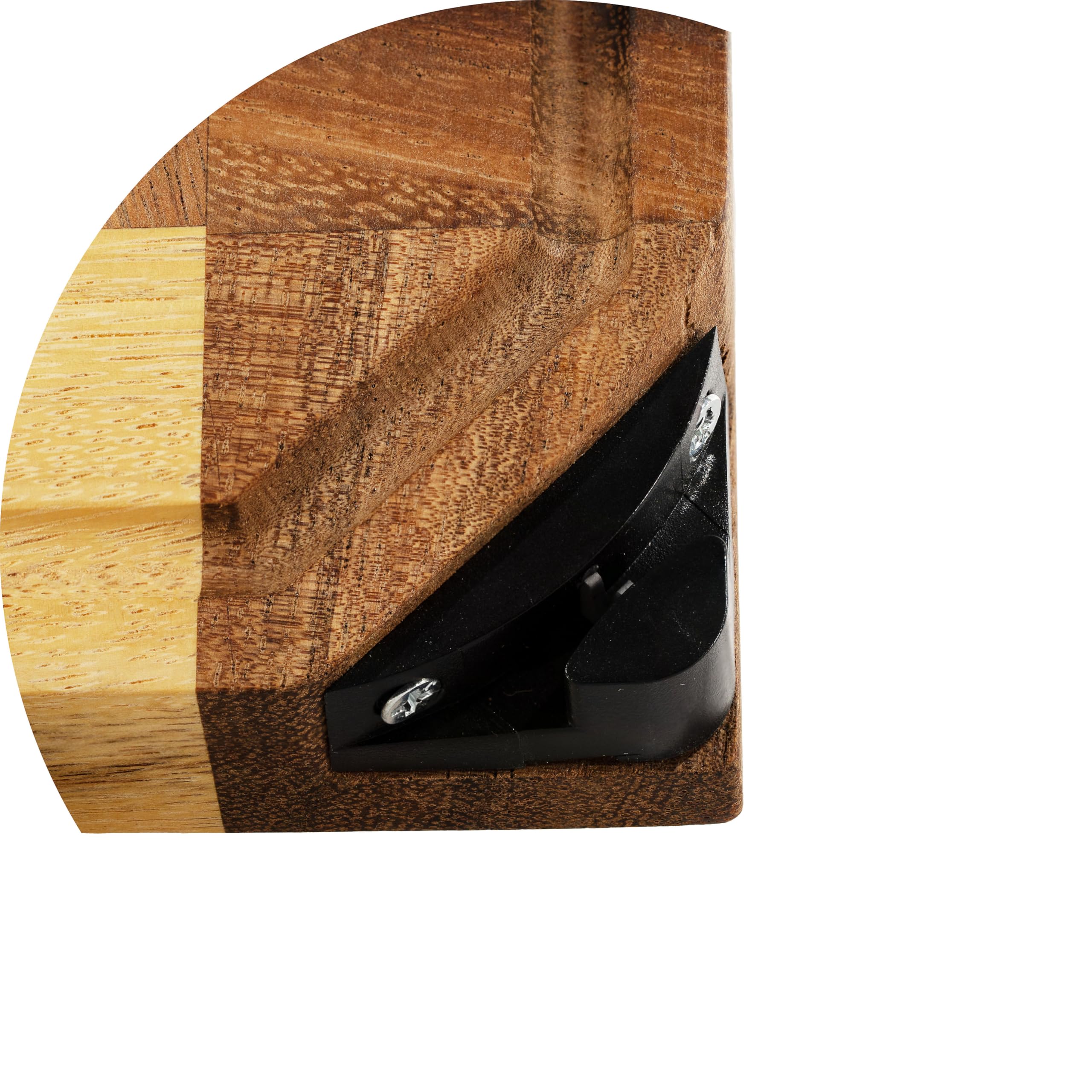 Holzschneidebrett aus massiver Akazie mit integriertem Messerschärfer (45x30x3cm) - Schneidebrett Holz mit einzigartiger Optik durch Stirnholz - Schneidebrett mit durchgehender Saftrille