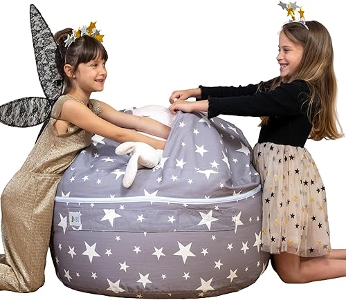 Miniatura 12 de 2 tamaños en 1 puf grande de almacenamiento de animales de peluche, otoman XL Jumbo para juguetes suaves, juguetes de peluche, organizador de puf