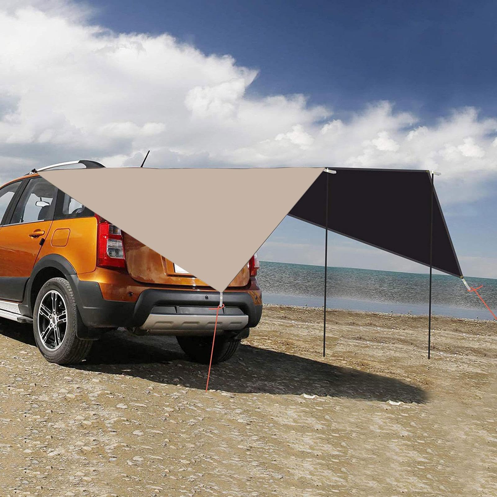 Tendalino Auto impermeabile 2,7 x 3,4 m | Tettuccio auto antivento e protezione UV Per Parcheggio All'Aperto Veicoli Camper SUV Camion Lato Posteriore