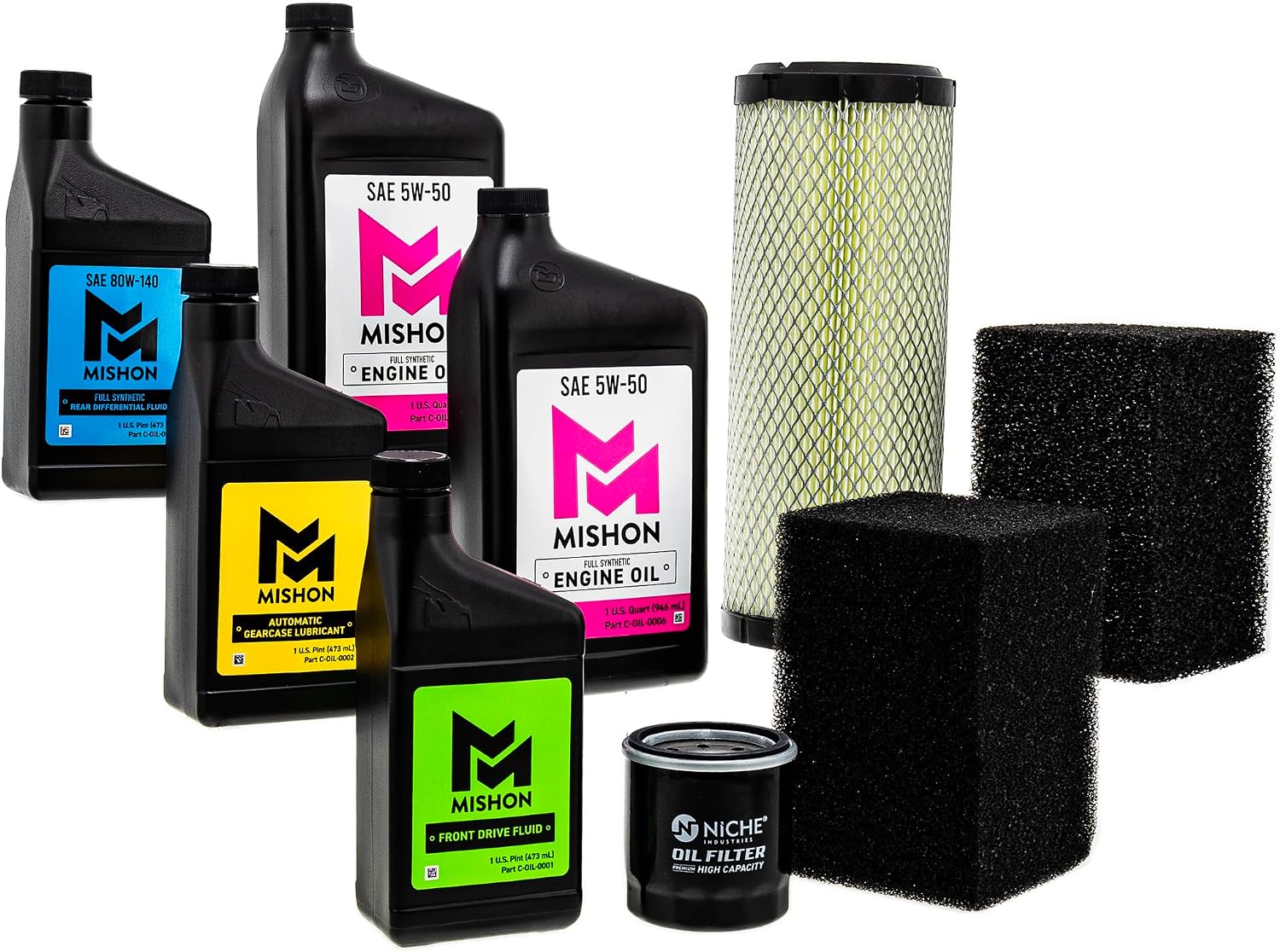 MISHON Full Service Engine Oil Change Kit 5W-50 for Polaris Ranger 500 4x4 6x6 (2002-2003)