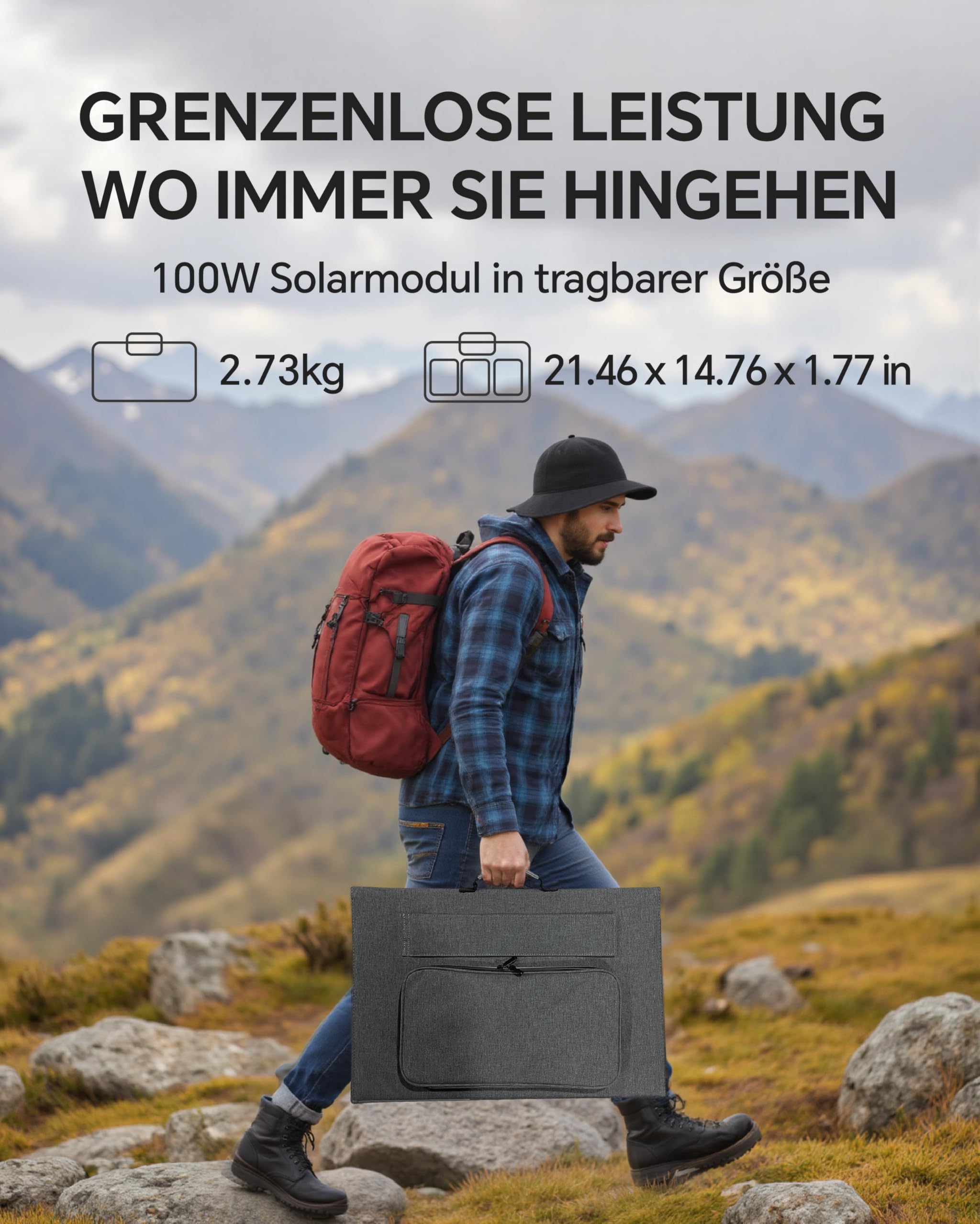 Powerstation con pannello solare da 100 W, 1102,5 Wh LiMnFePO4, stazione di alimentazione portatile, presa CA da 1800 W, alimentazione mobile portatile per camper, campeggio, fai da te e corrente di