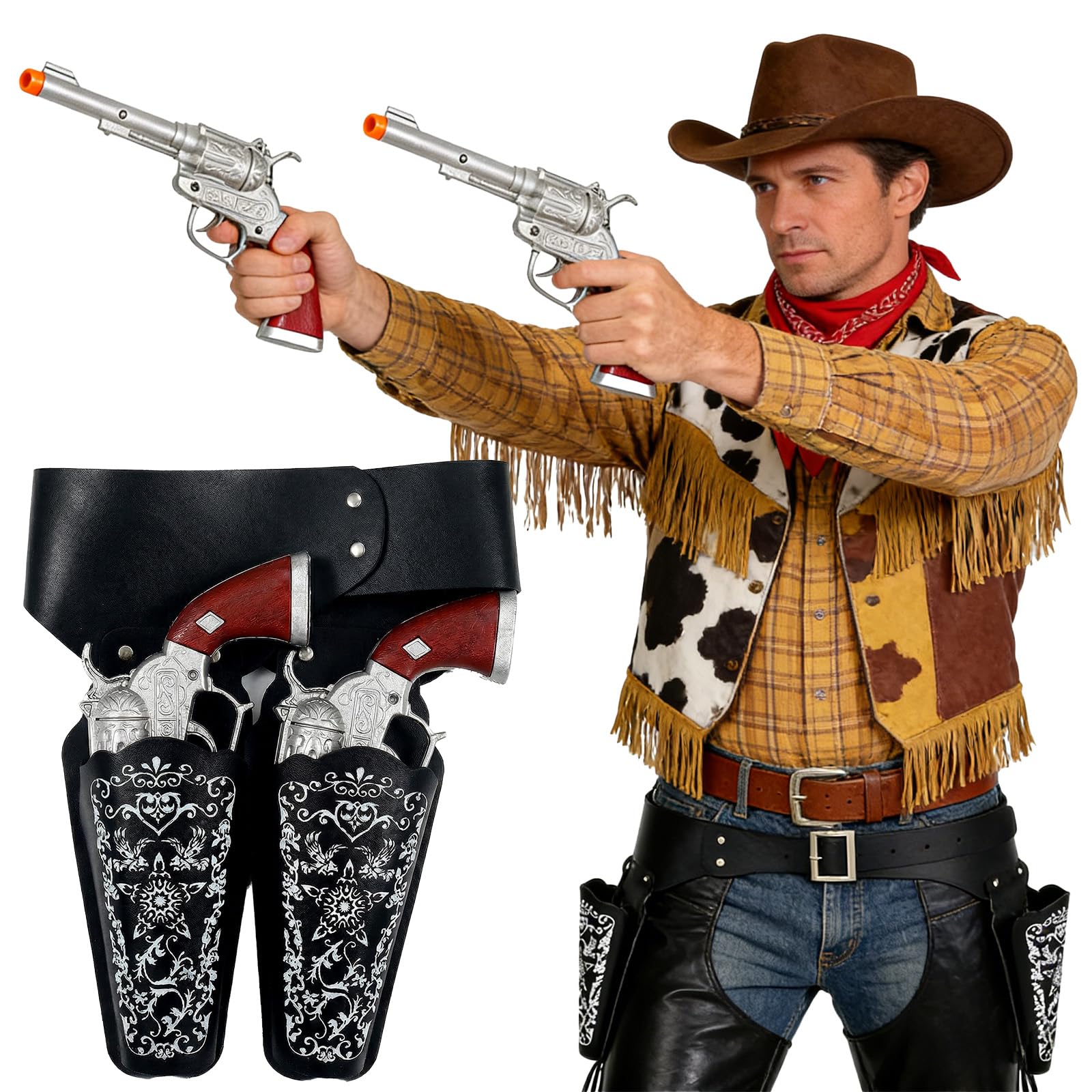 Photo 1 of Western Cowboy Fake Weapon with Adjustable Belt Halloween Party Costume Accessory for Men and Women