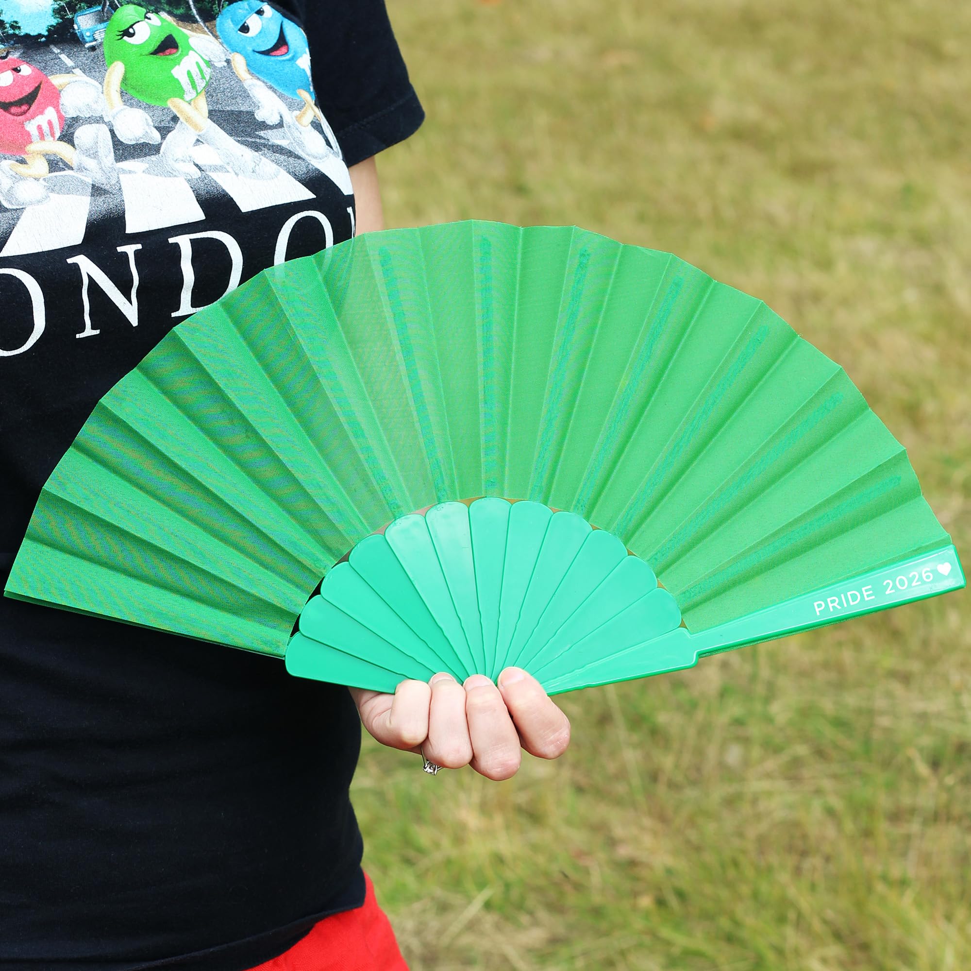 eBuyGB Pride 2023 Green Plastic Hand Fan for Gay Pride, Lesbian, Bi, Trans Parade Festival Merch, LGBT, LGBTQ Merchandise