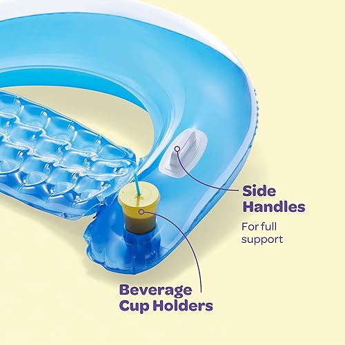 Miniatura 3 de Pool Floats Adult Inflatable Chair Floats with Cup Holders  Handles - Happy Colorful Pool Floaties - Pool Float Comes in 2 Fun Colors Blue  Yellow