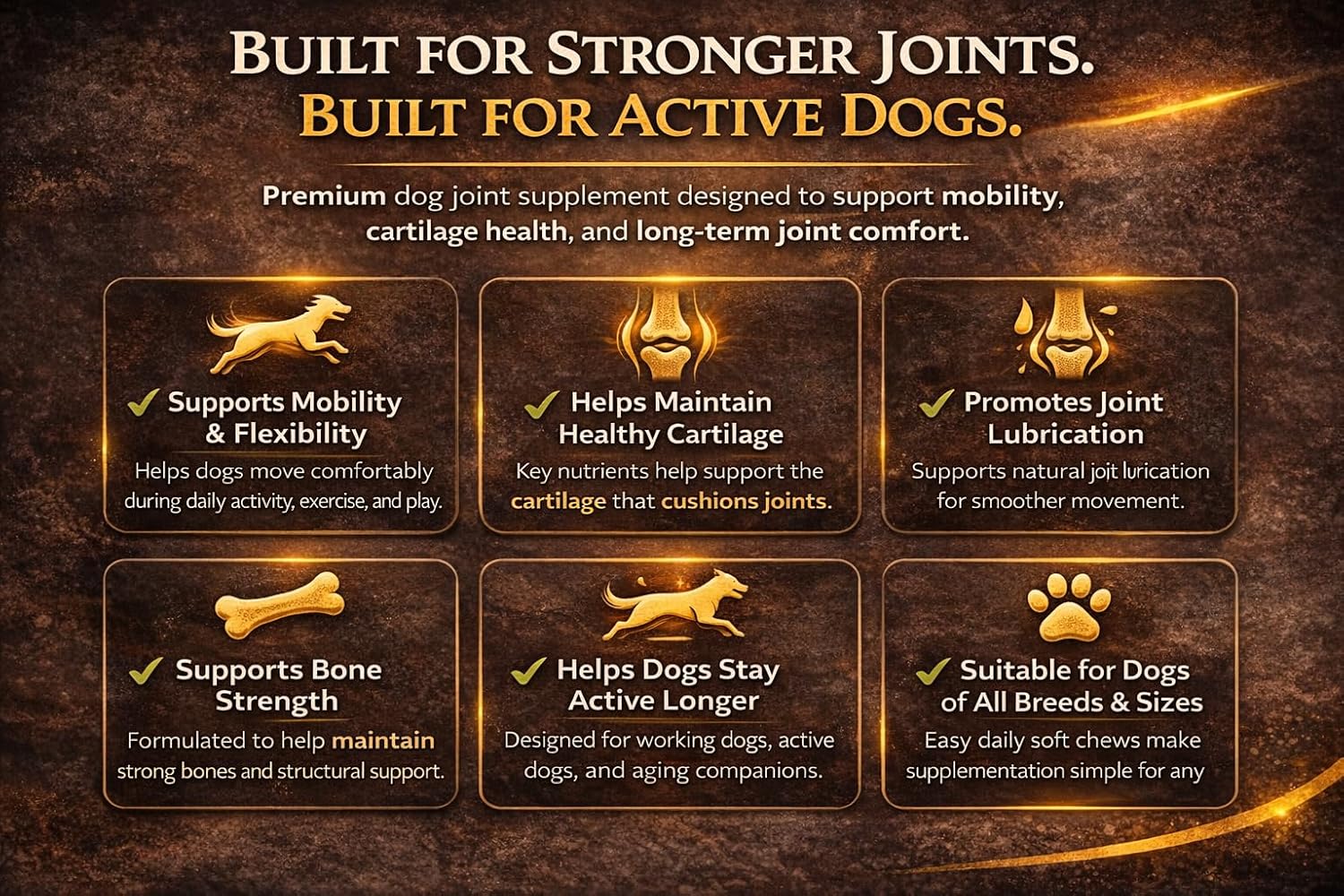 Braveheart K9 Bone & Joint Care Supplement for Dogs, Soft Chew with Glucosamine, Chondroitin, MSM, Green-Lipped Mussel, Manganese, Vitamin C, 160 Count
