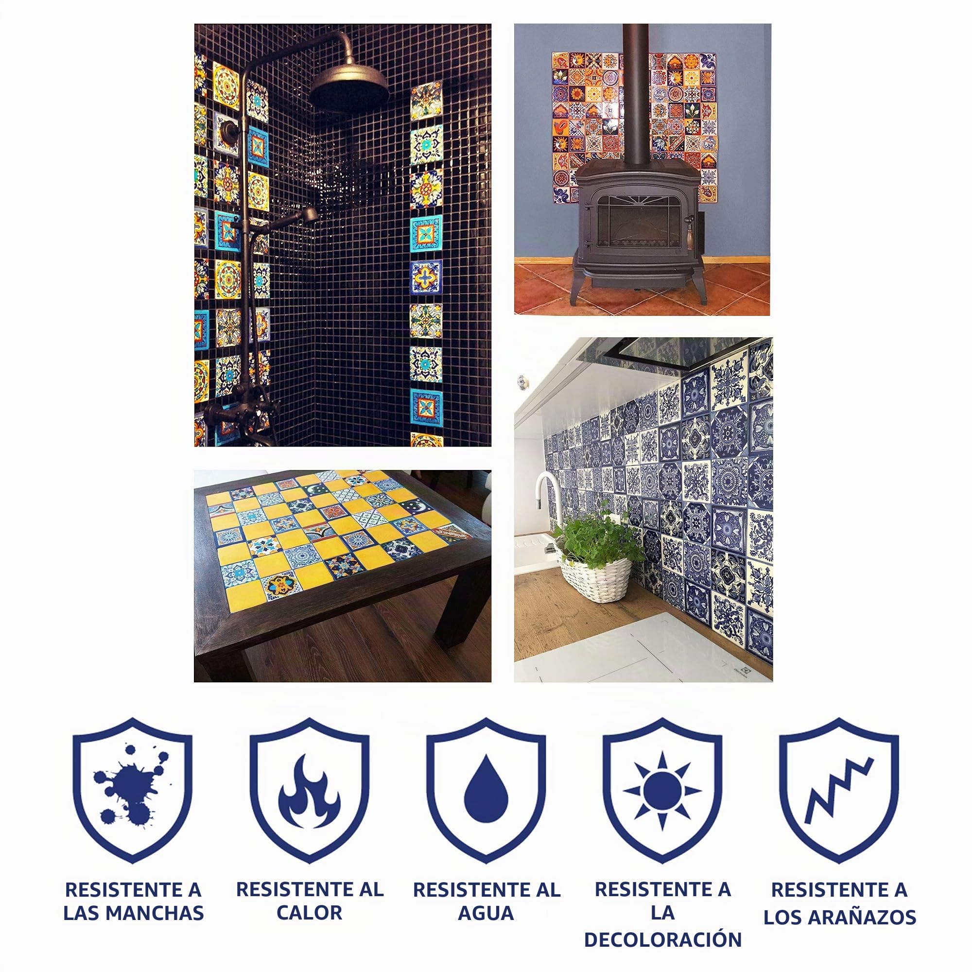 Cerames - Pablo - Azulejos decorativos de pared mexicana. Para baño y cocina. Tamaño de la losa 10 x 10 cm. Número de azulejos 30 piezas en el paquete.