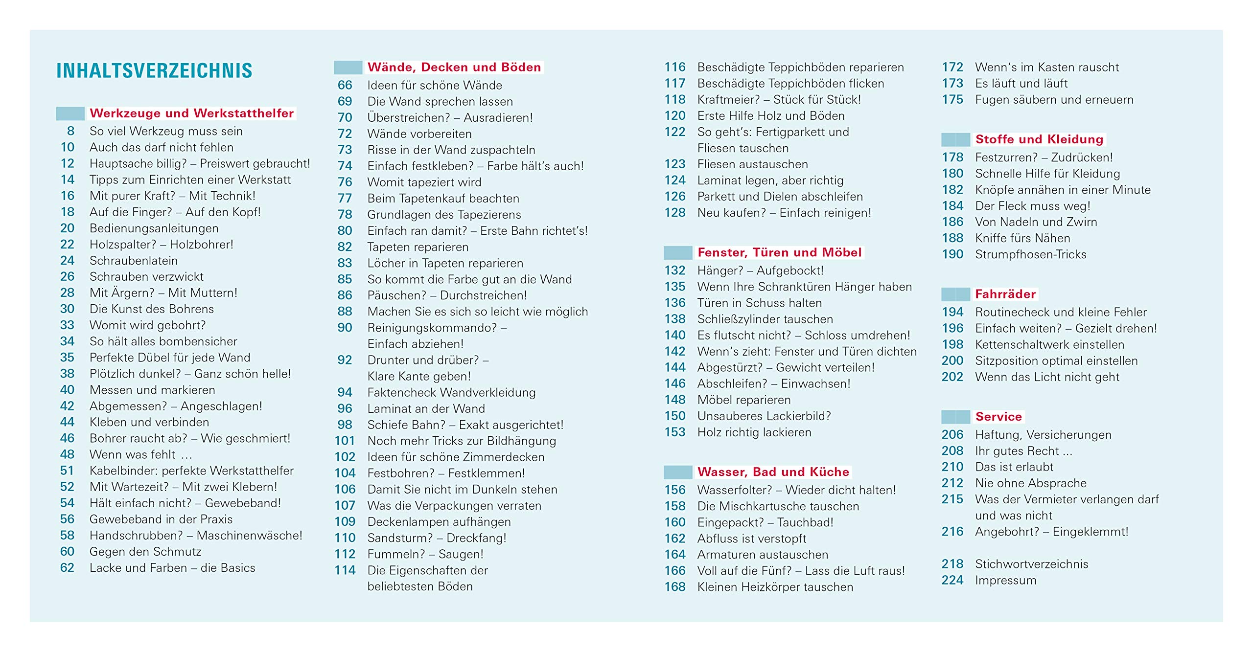Die kleine Reparatur: 111 einfache Anleitungen für Zuhause - Praxistipps und Grundtechniken - Mühelos heimwerken - Tricks von Experten - Bildhafte Anleitungen I Von Stiftung Warentest