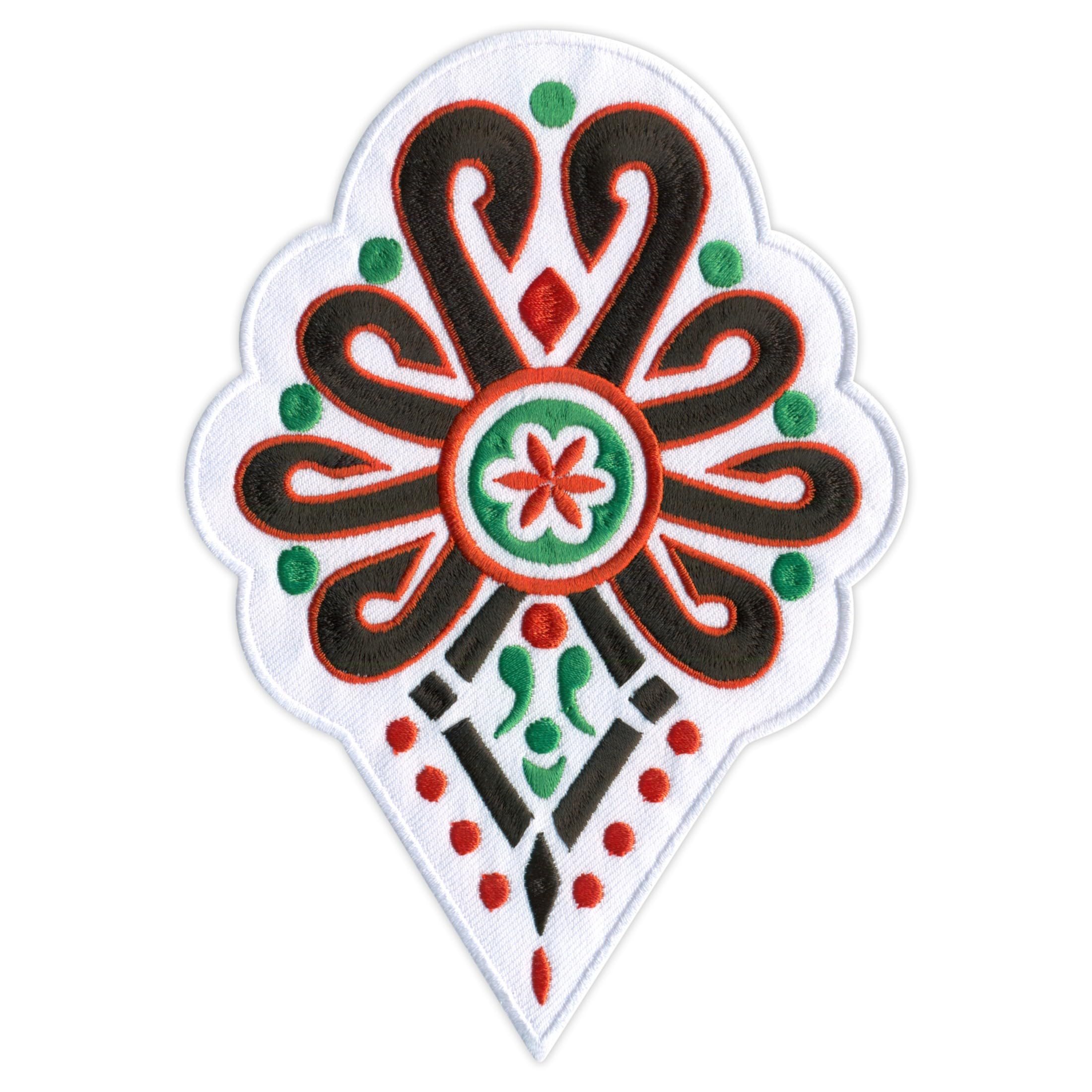 Lote De Dos - Patchion Parzenica - Patrón Folclórico - 6,5 Pulgadas - Versión Blanca - Planchar/Termosellado - Parche/Insignia/Emblema Bordado