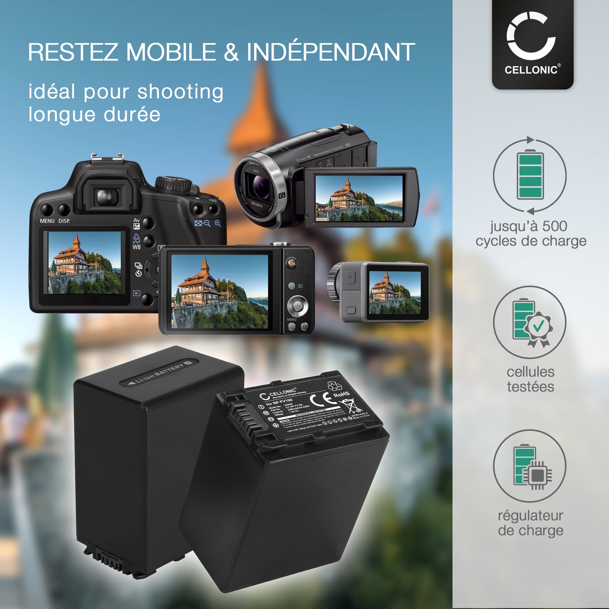 CELLONIC 2X Batterie Compatible avec Sony DCR-PJ5, DCR-SR15, AC-VQV10