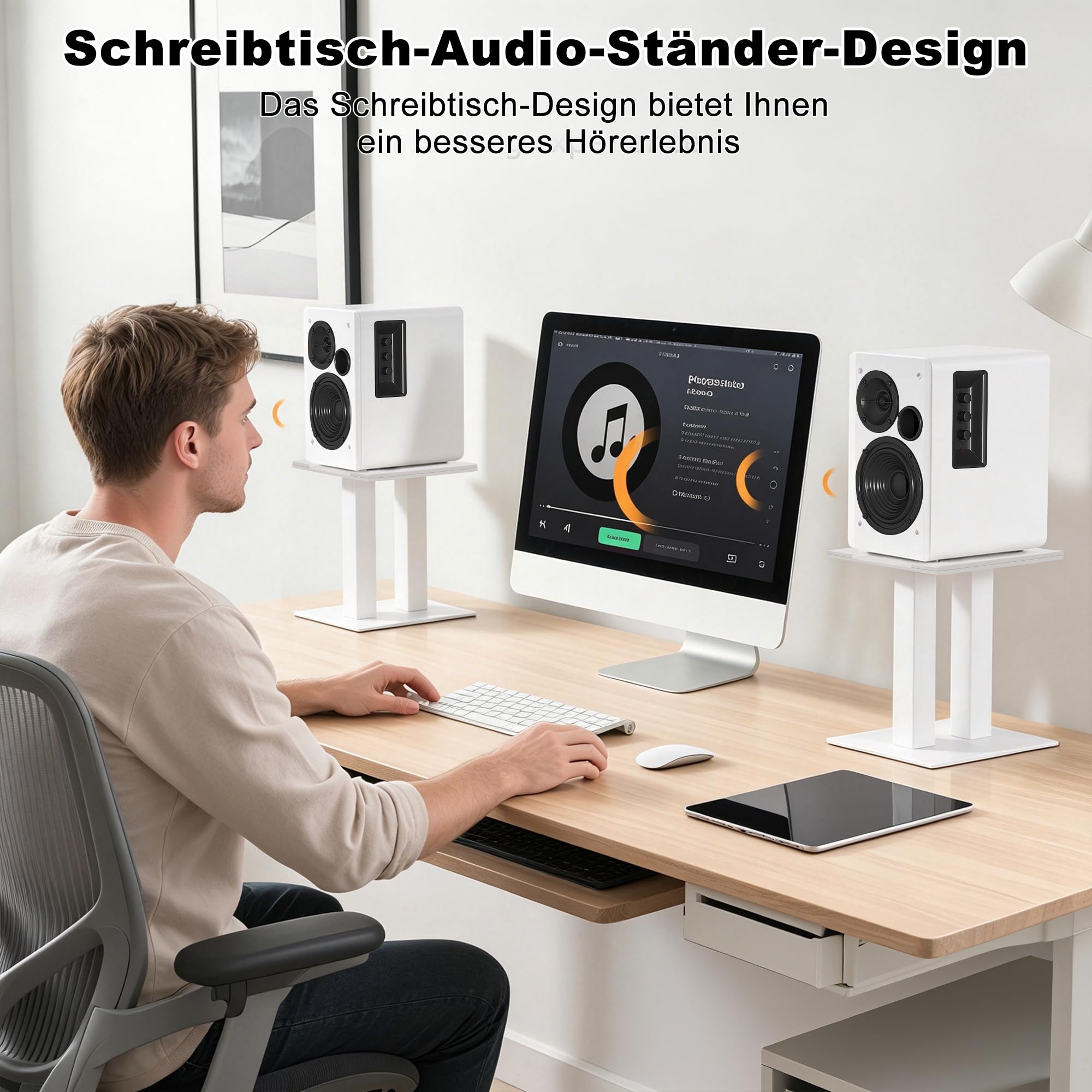 OUUTMEE Set di 2 supporti per altoparlanti da ufficio, fino a 13 kg, grande