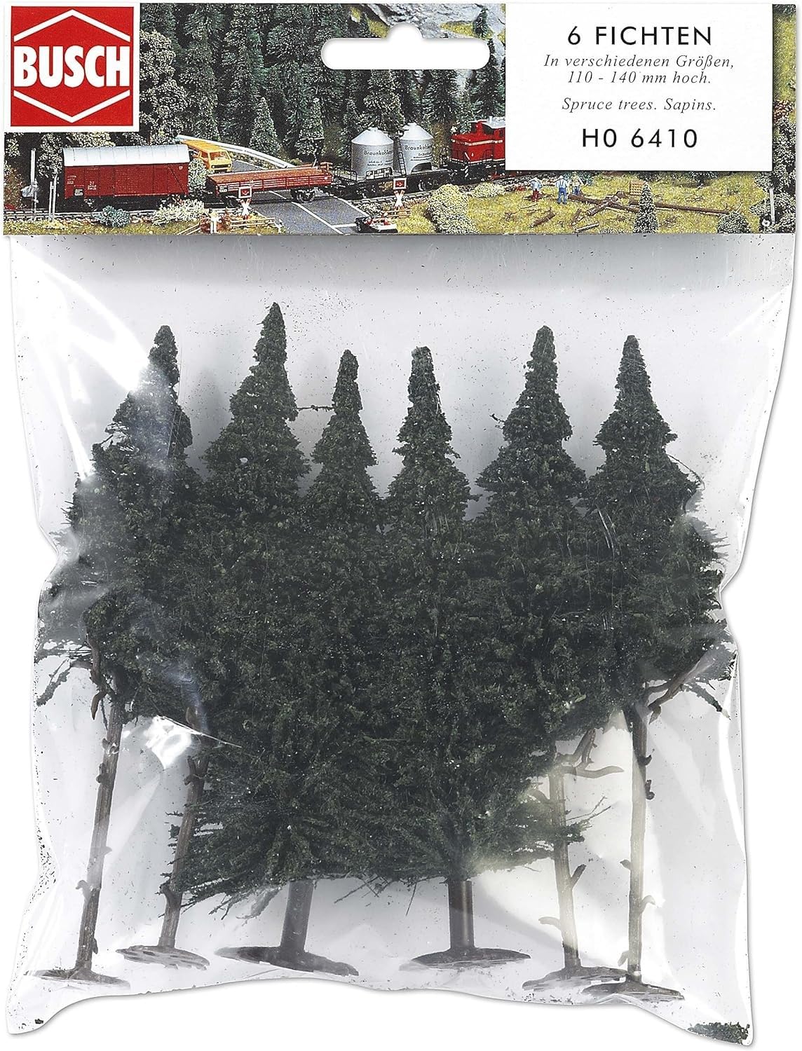 Busch 6410 - 1/87 / H0 6 Spruces - New