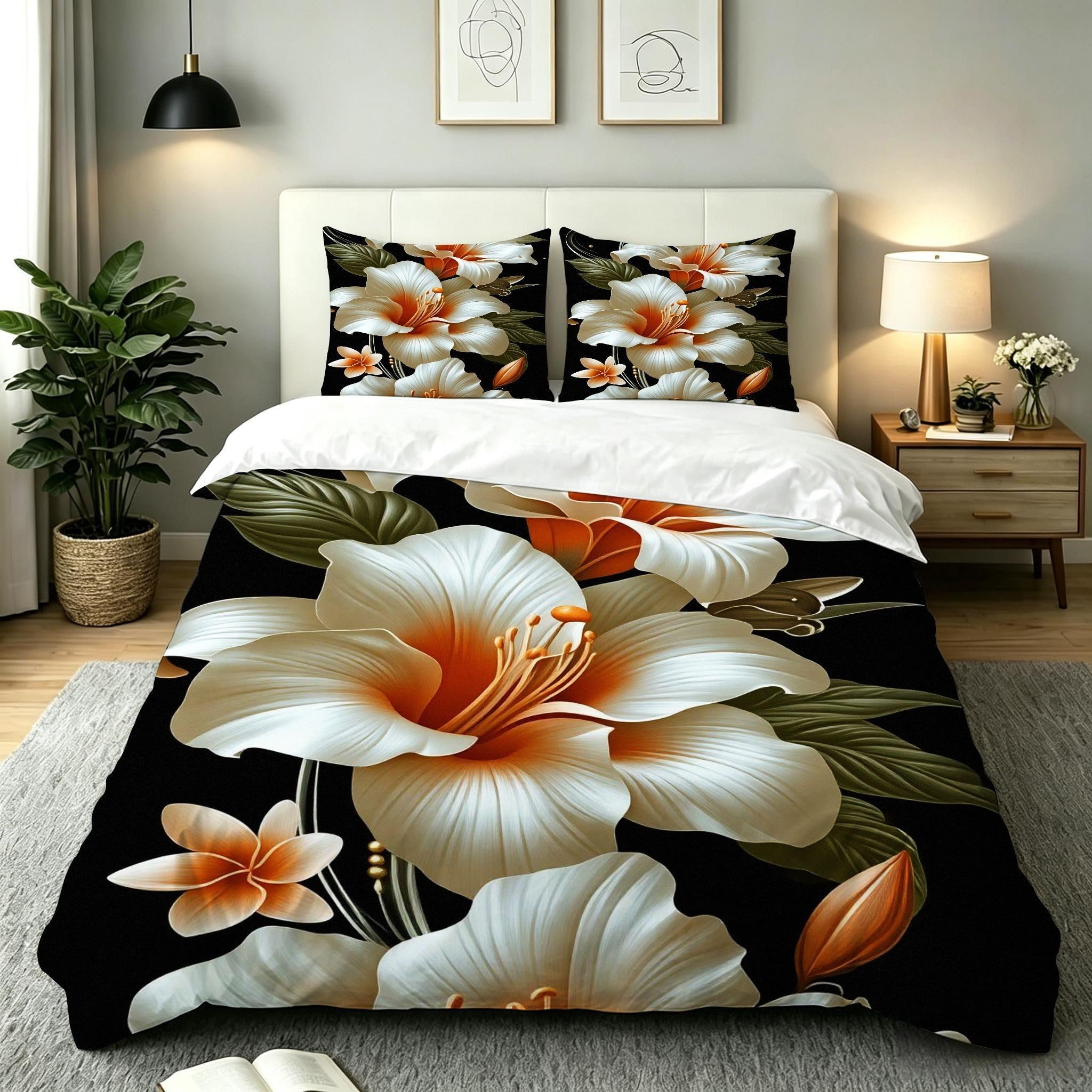 Copripiumino Matrimoniale Peonia Bianca 260x240, ZW612 | Traspiranti Durevoli Microfibra, per Tutta la Famiglia, Matrimoniale, per Tutte le Stagioni, con 2 Federe 50x80 cm