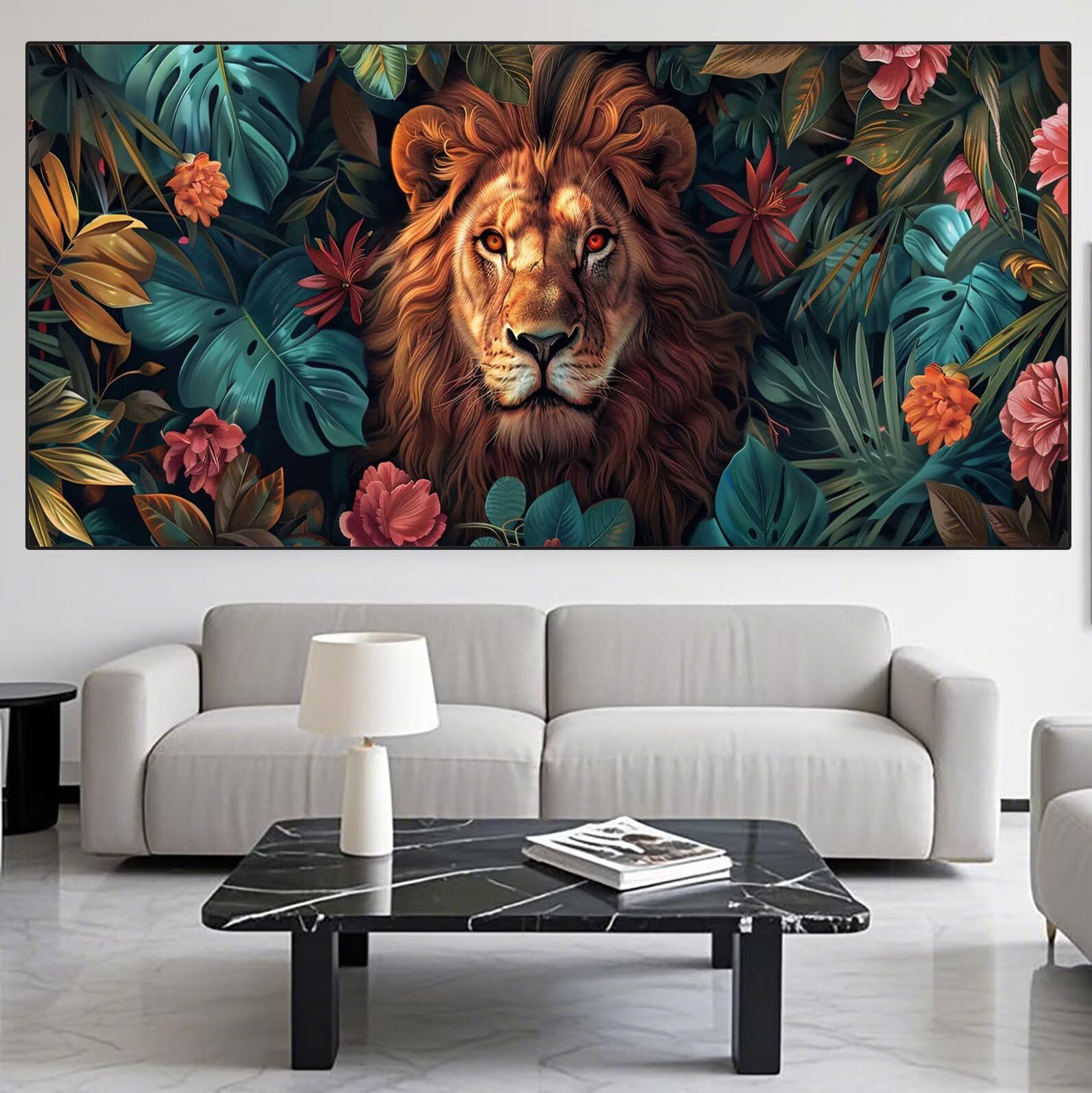 Lion Diamond Art Rainforest Diamond Painting Arts and Crafts for Adults, zestaw do malowania diamentami 5D, dorosłych, Crysta, haft krzyżykowy, zestaw do haftowania DIY dla początkujących, dekoracja