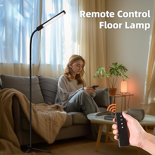 Miniatura 9 de Lámpara de pie, lámpara de pestañas LED brillante para extensiones de pestañas, brillo regulable y luz de pestañas de 3 colores, altura ajustable y