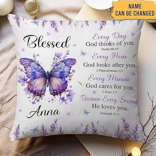 Miniatura 2 de Hyturtle Almohada religiosa personalizada con relleno, versículo de la Biblia cristiana, regalos de fe para mujeres, cojín cristiano inspirador para