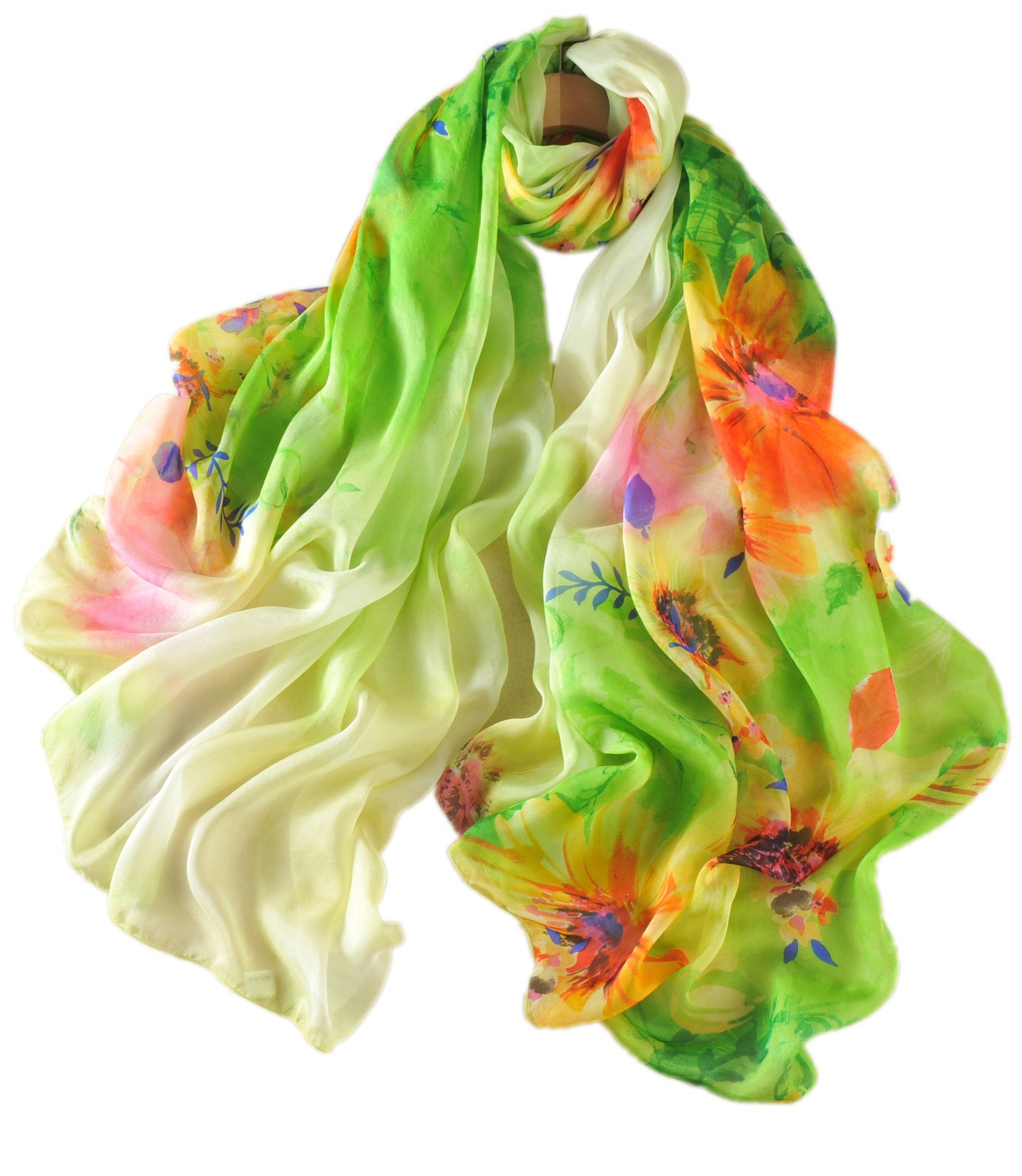 Oversize Sciarpa Di Seta Foulard Donna Chiffon Pareo Stola Estate Fresca multicolore colorata Floreale