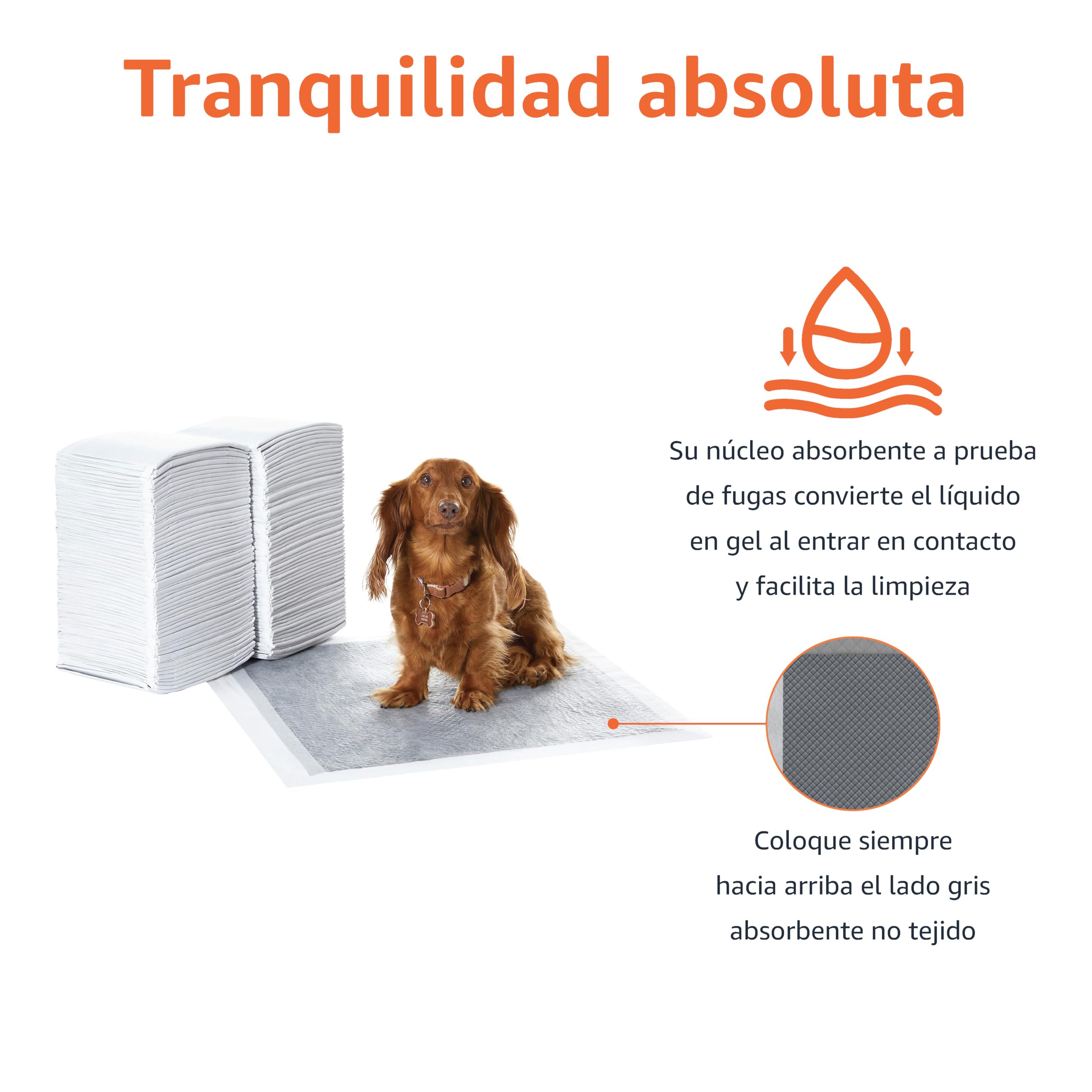 Amazon Basics Almohadillas de adiestramiento de perros y cachorros, carbón para control de olor, a prueba de fugas con superficie de secado rápido, regular, 120 unidades, Gris