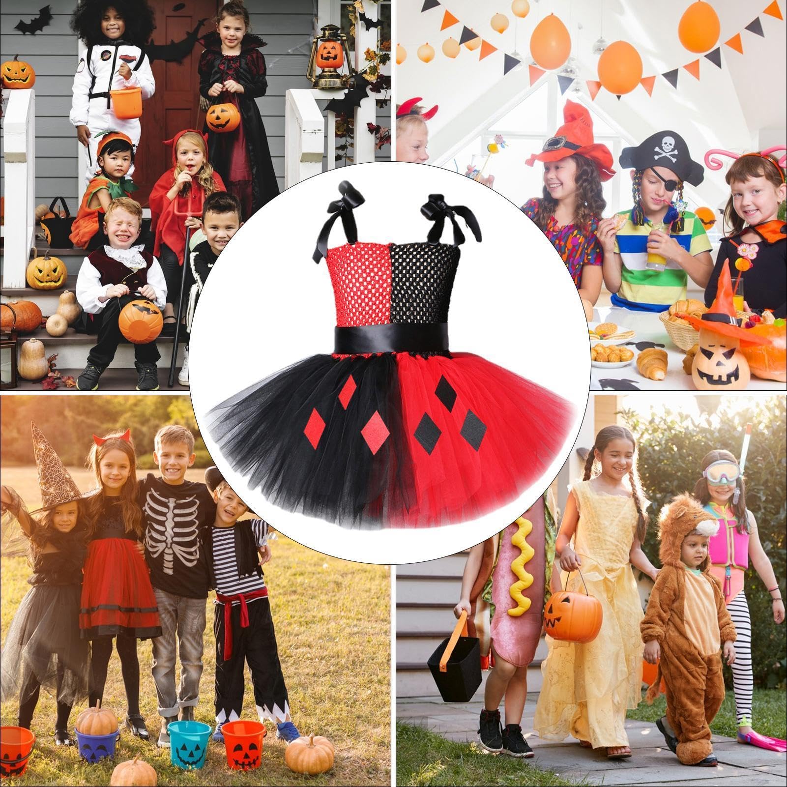 Generico Costume Clown Per Bambine Divertente Vestito Tutù Di Halloween Con