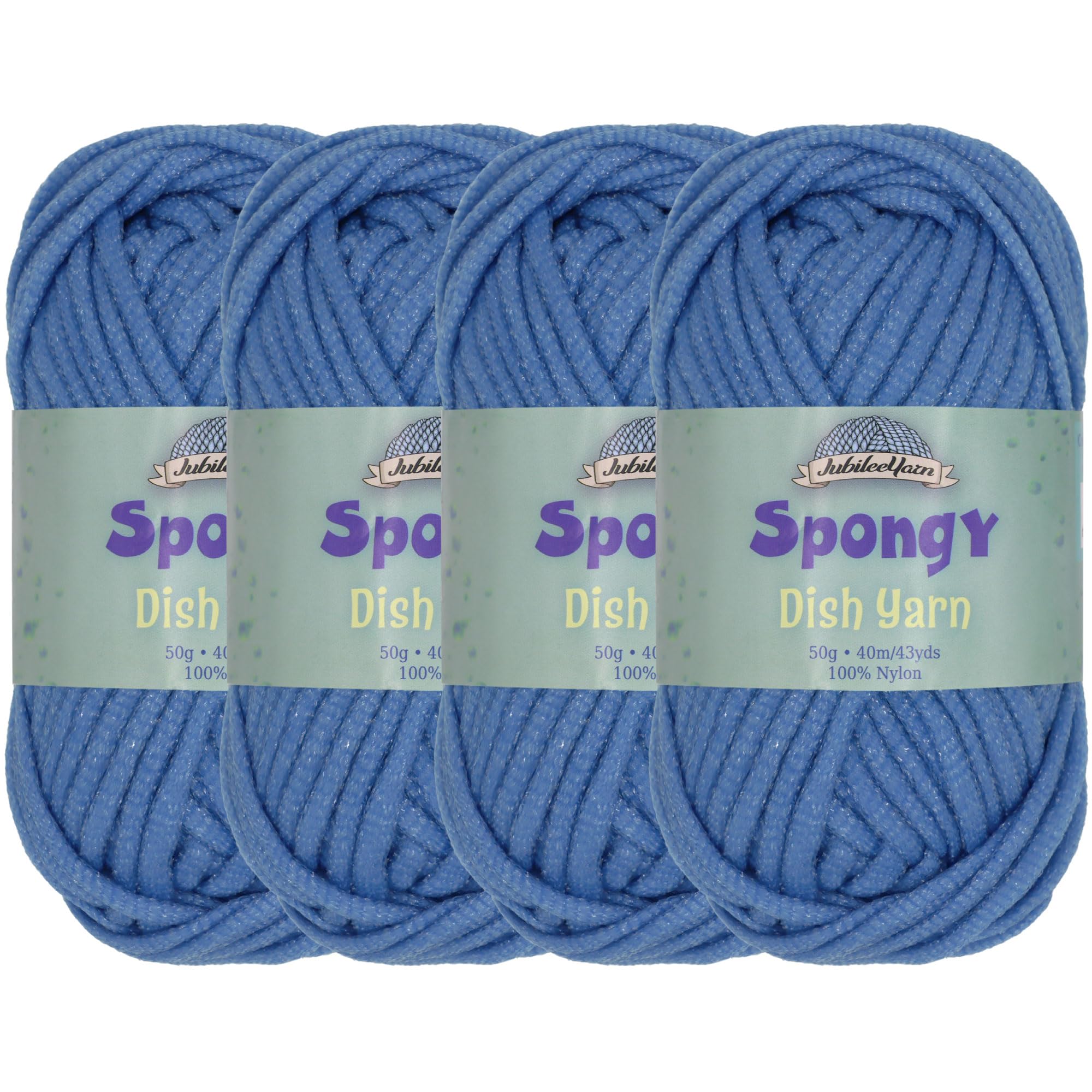JubileeYarn Spongy Dish Yarn - Worsted Nylon Dishcloth - 50g/Skein - Sapphire - 4 Skeins