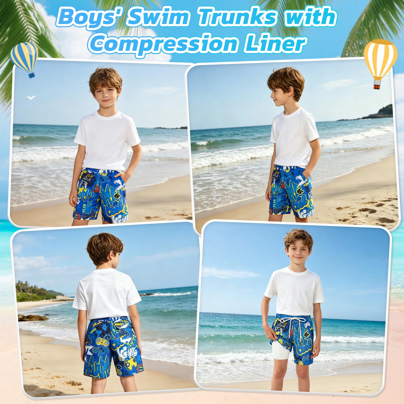 Bañador para Niños, Bañador para Niños de Secado Rápido Pantalones, Pantalones Cortos de Playa para Resistente a la Arena, al Polvo y a los Rayos UV, Elegante, Correr, Vacaciones en la Playa