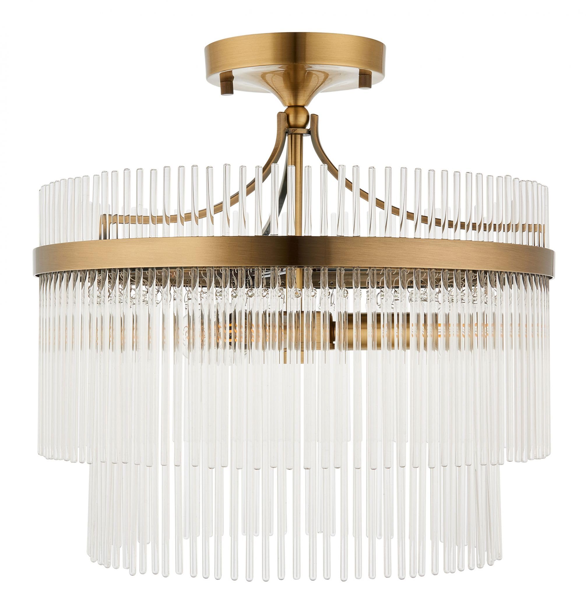 Endon Collection Marietta Ceiling Light - Antique Brass Plate - Clear Glass - 3xE14 - Gold