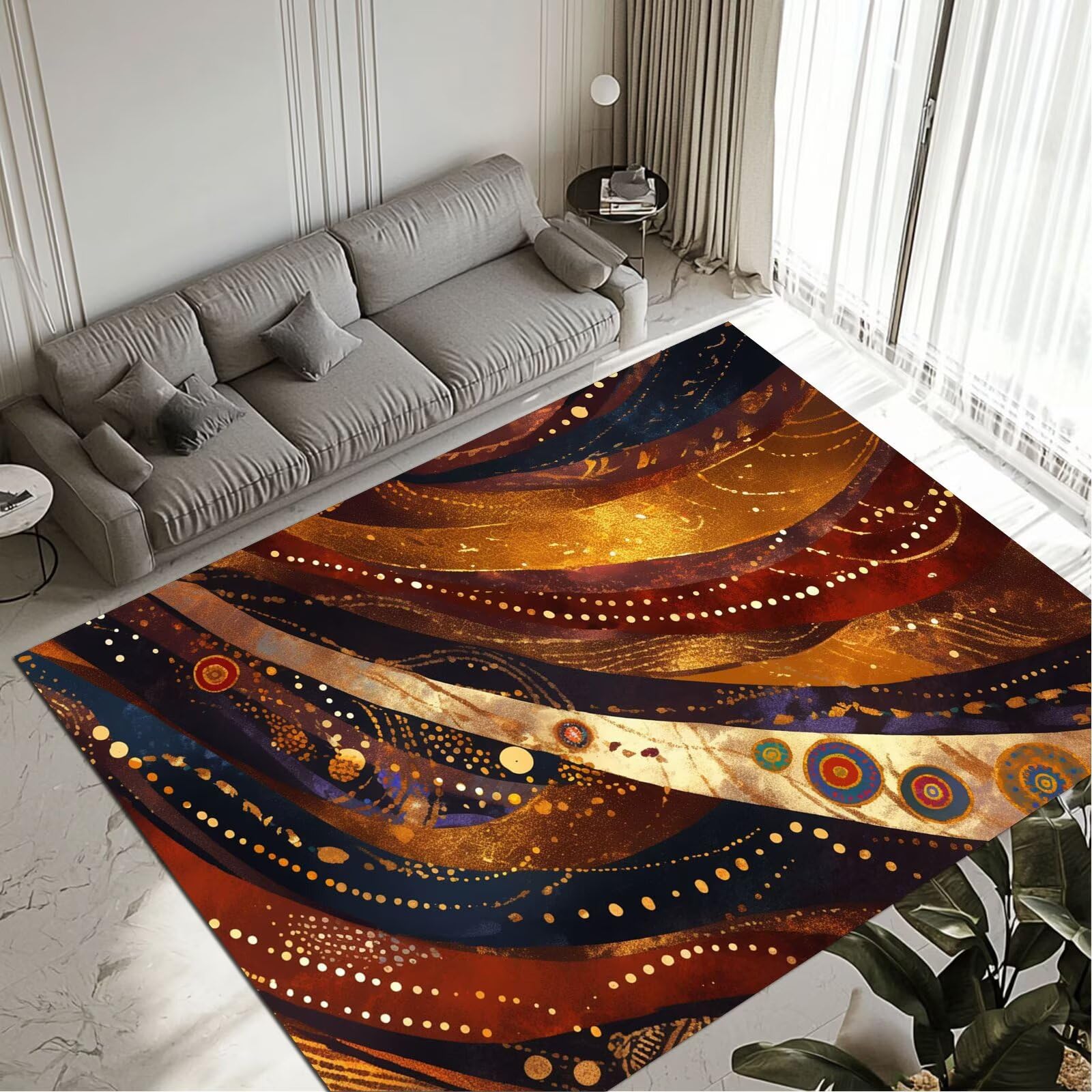 Tapis de salon marron grand format 100x200 cm tapis chambre antidérapant