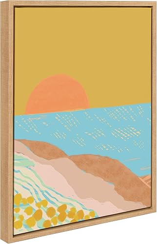 Miniatura 4 de Kate and Laurel Kasey Free - Lienzo enmarcado para pared, 18 x 24 pulgadas, arte costero escénico para pared de Sylvie Golden Hour