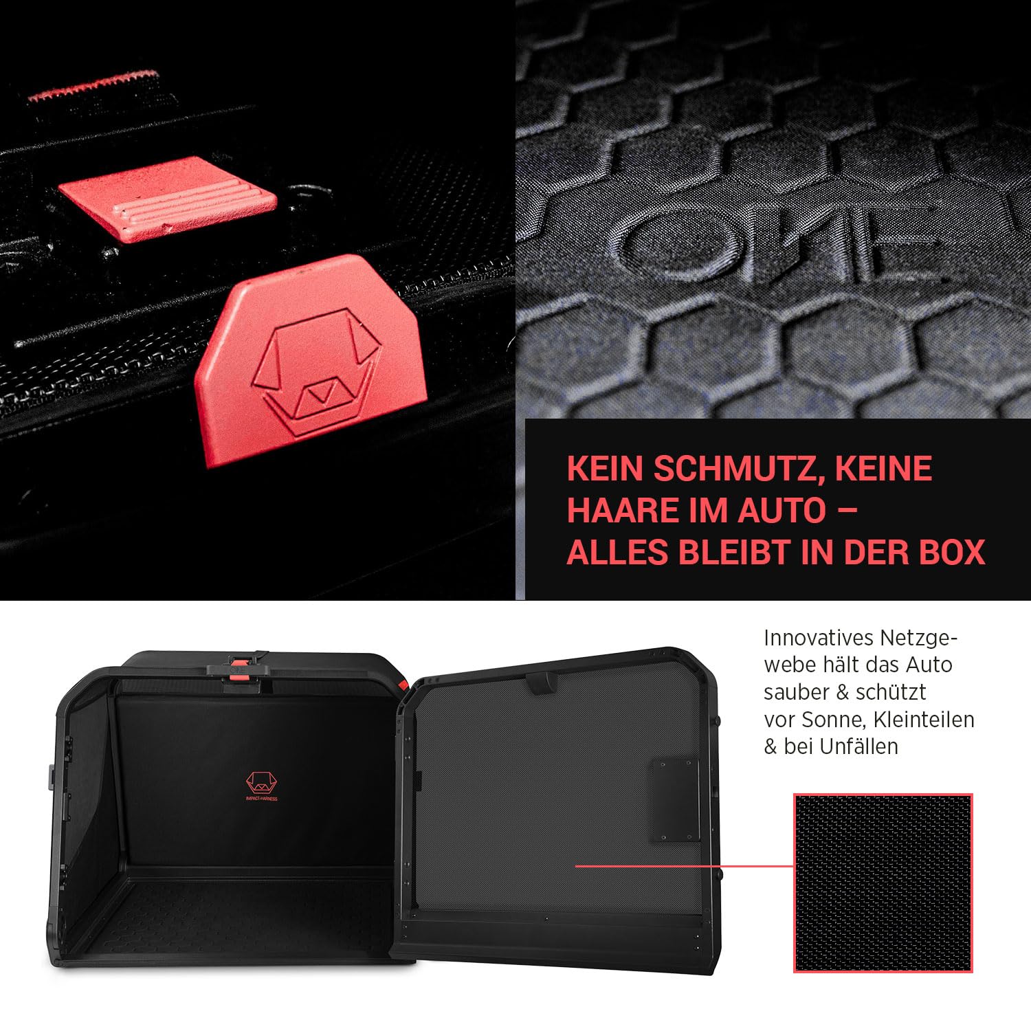 Hundetransportbox Auto Alu Size Large | Alu Hundebox Auto Kofferraum | Hundebox faltbar per Knopfdruck & Crash-getestet | Transportbox Hund aus Aluminium & Textil