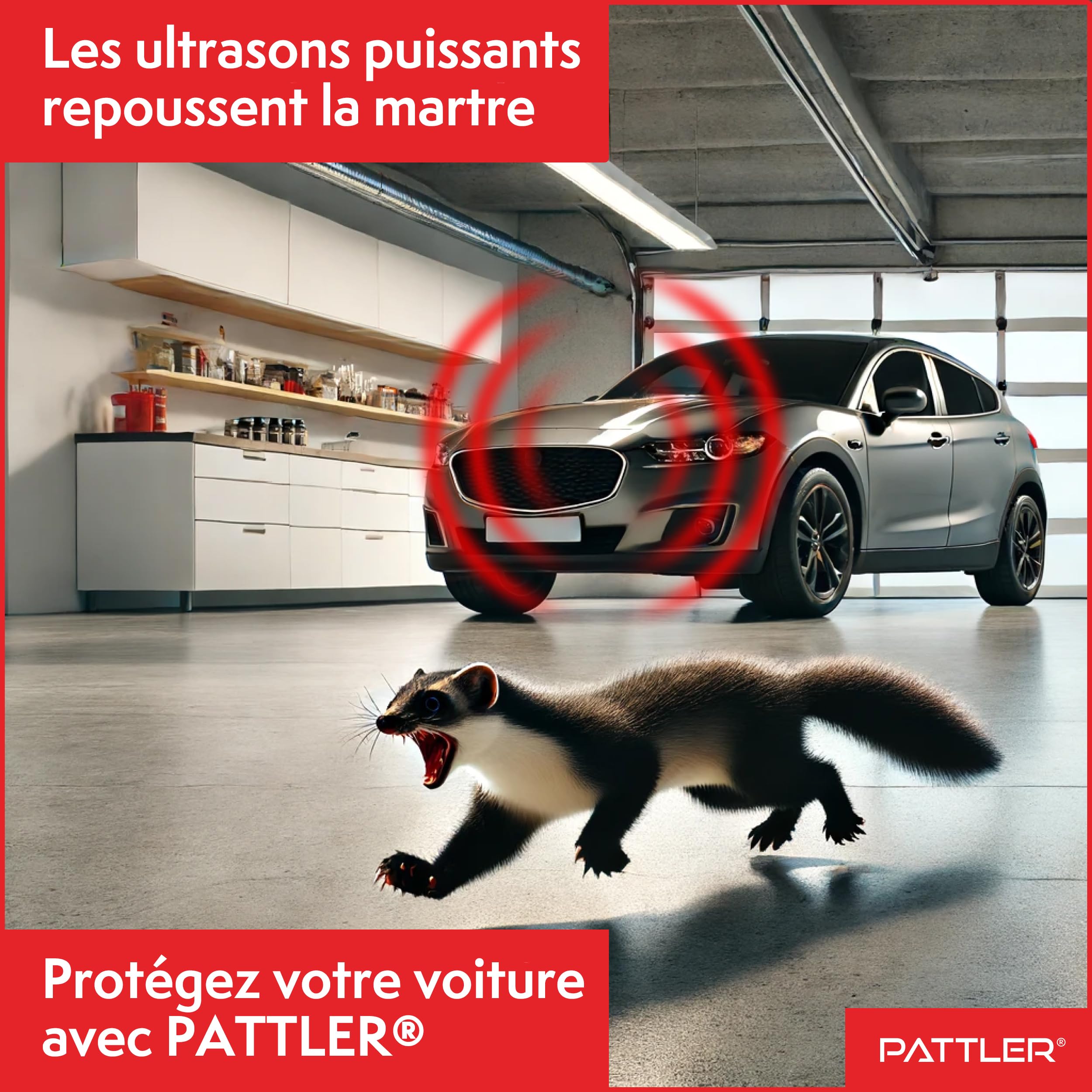 PATTLER Boîtier Anti Martre Voiture - Répulsif Ultrason Anti Fouine Voiture - Protection Efficace du Compartiment Moteur Installation Simple et Rapide Connexion 12V - 1 Unité