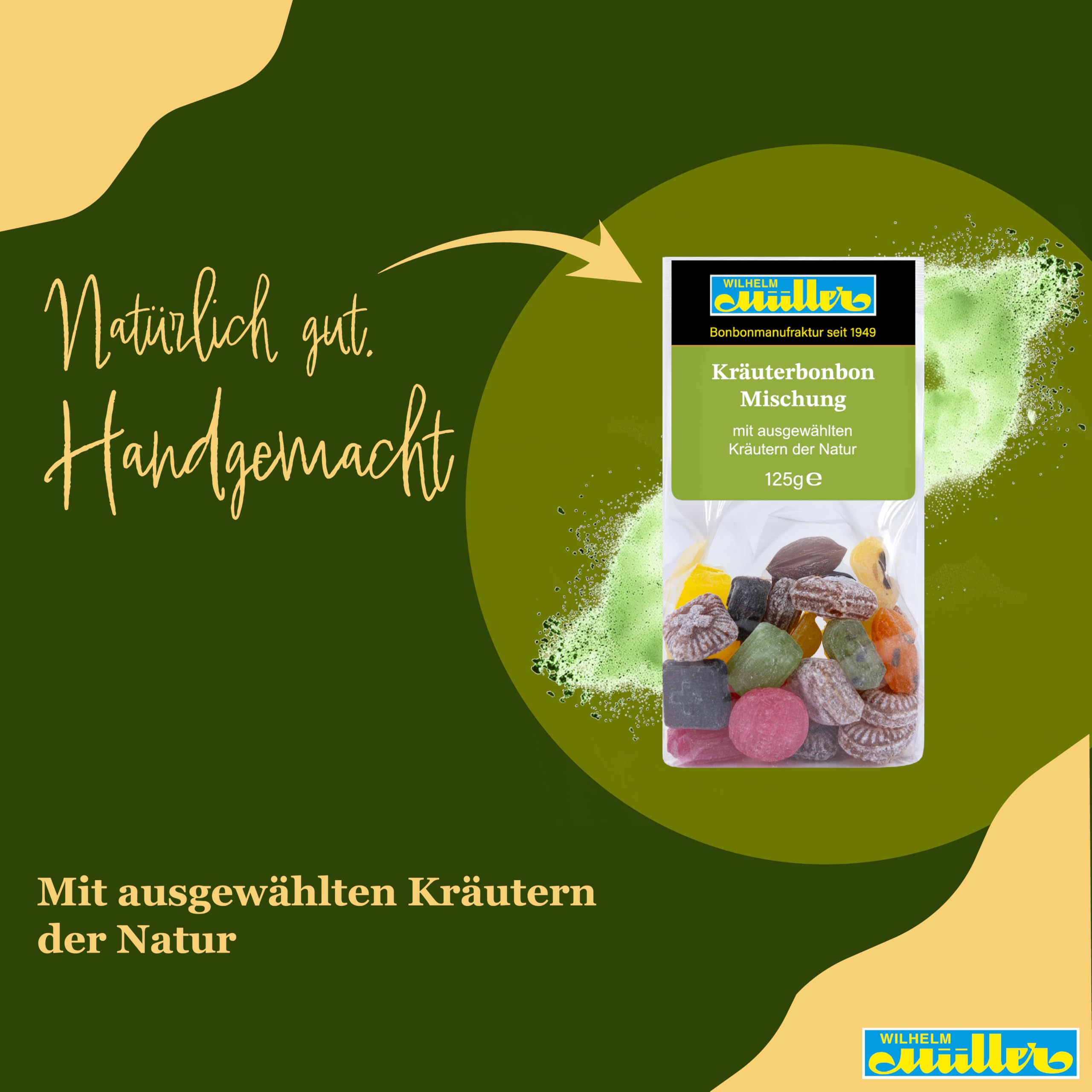 WILHELM Müller Kräutermischung - Kräuter Bonbons wie vom Jahrmarkt - Kräutermix als Bonbons - Im praktischen Beutel aus Deutschland - 2500g