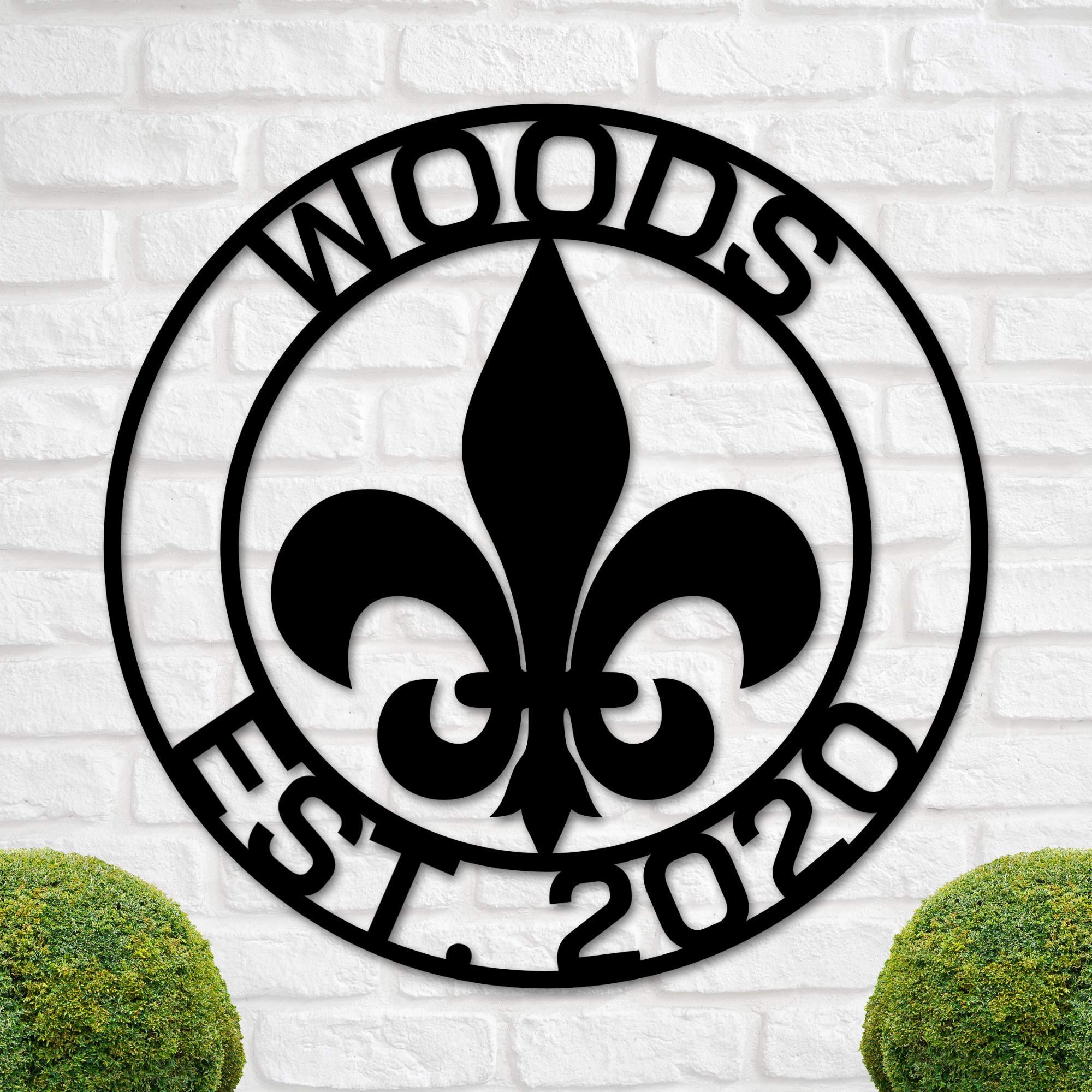 Fleur-De-Lis Circle Monogram, Fleur De Lis Customized Sign, Wall Mount Personalized Fleur De Lis, Personalized Fleur De Lis, Last Name