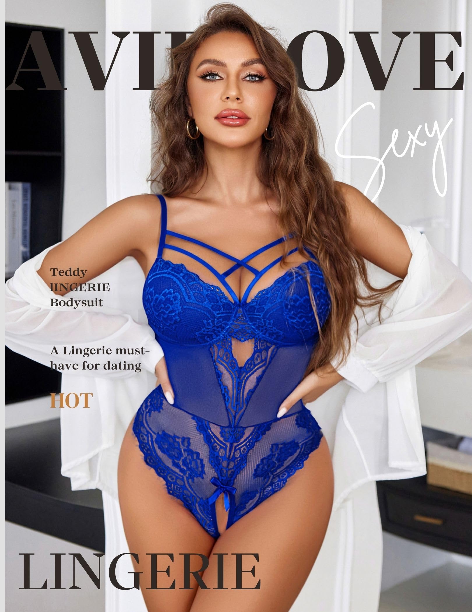 Avidlove Women Lingerie Floral Lace Harness Lingerie Bodysuit One Piece Teddy Babydoll Nightgown