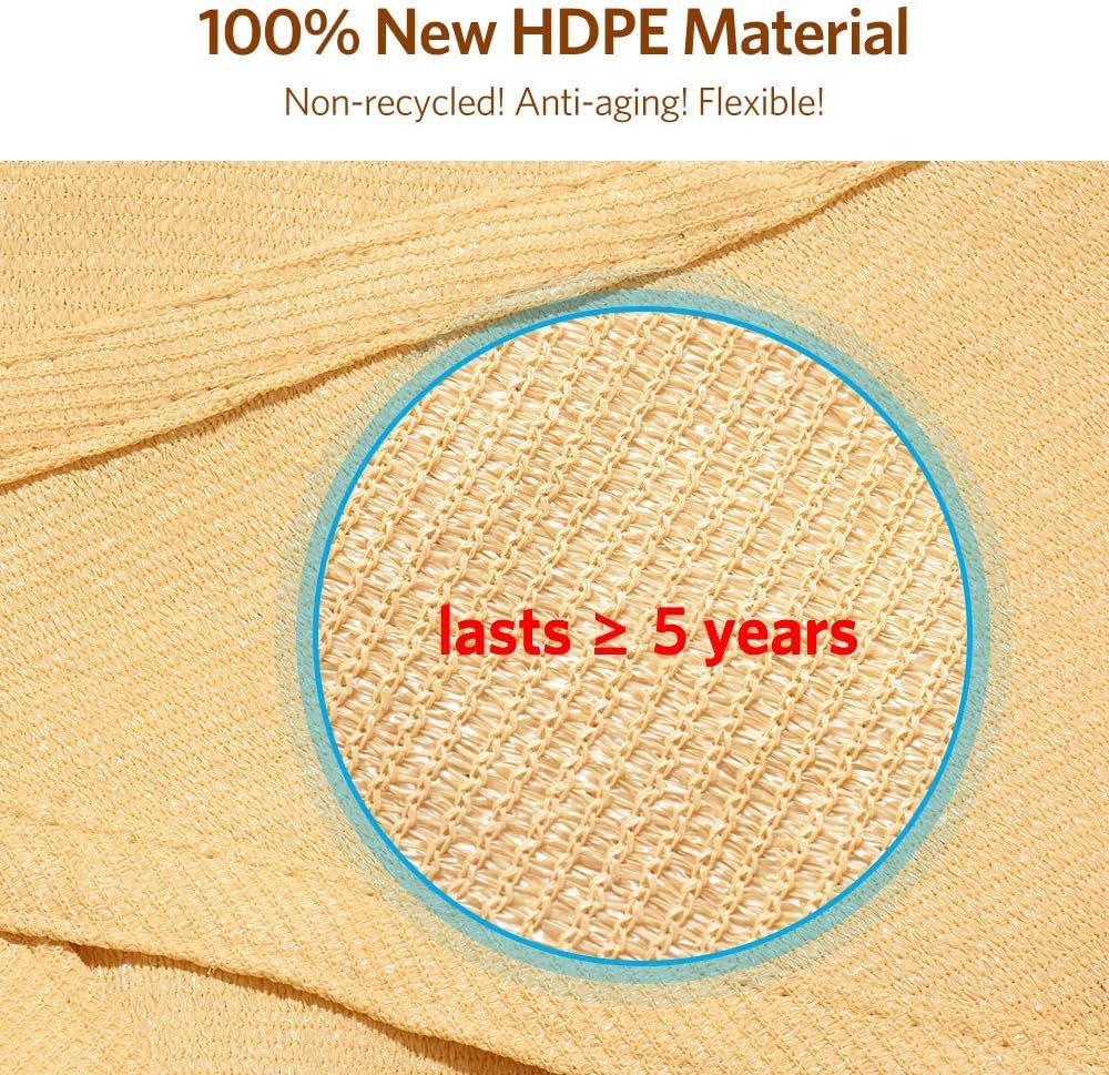 Quictent 26'x20' 185HDPE Rectangle Sun Shade Sail Outdoor Patio Lawn Garden Canopy Top Cover 98% UV-Blocked (Sand (with Hardware Kit)) : Patio, Lawn & Garden