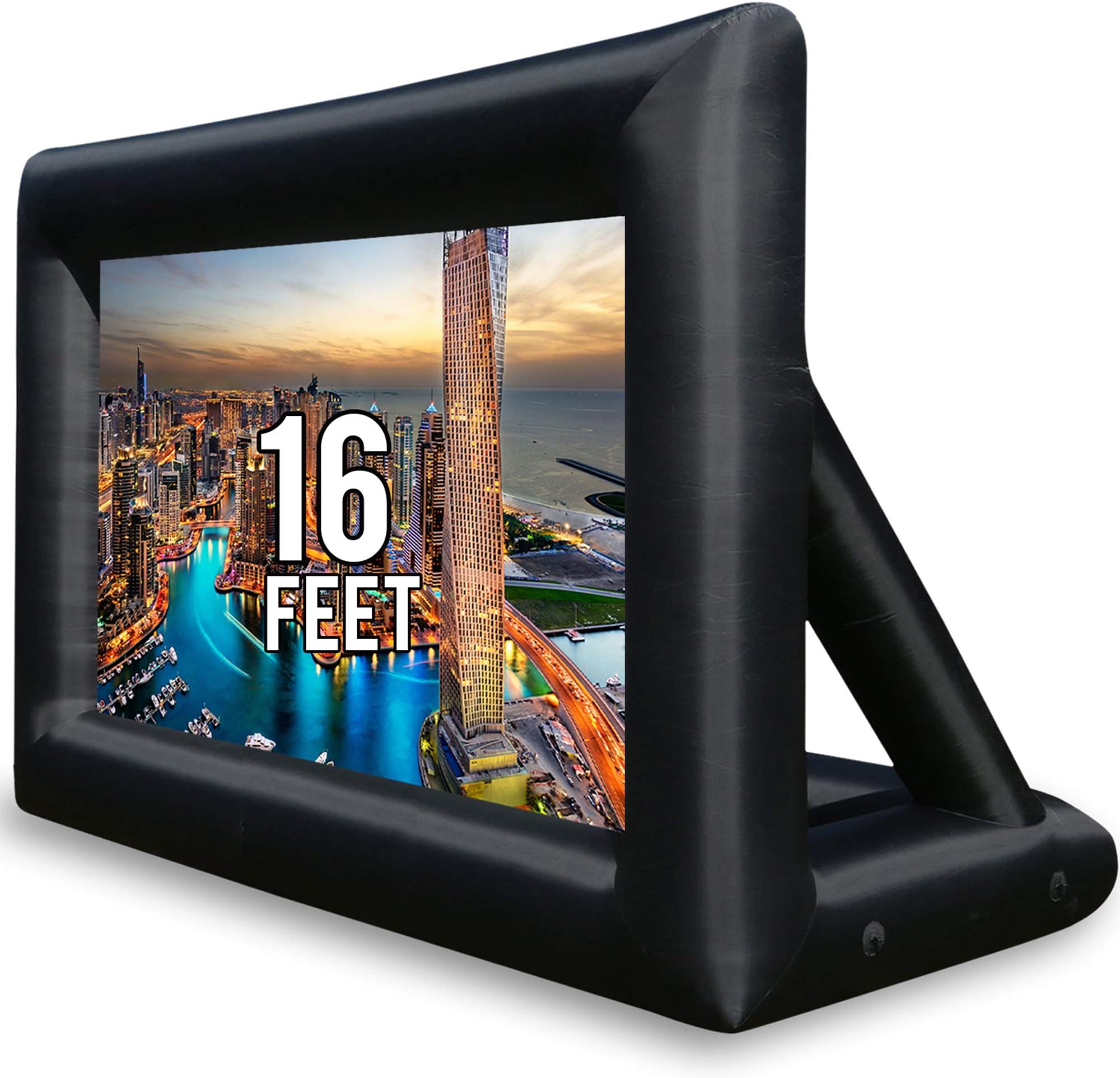 Jumbo 16 Feet Inflatable Outdoor and Indoor Theater Projector Screen - Includes Inflation Fan, Tie-Downs and Storage Bag - Supports Front and Rear Projection