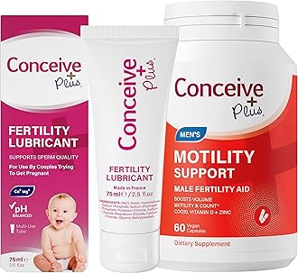 Fertility Lubricant 2.5 Ounce & Motility Support Supplement for Men Trying to Conceive 60 Caps Bundle