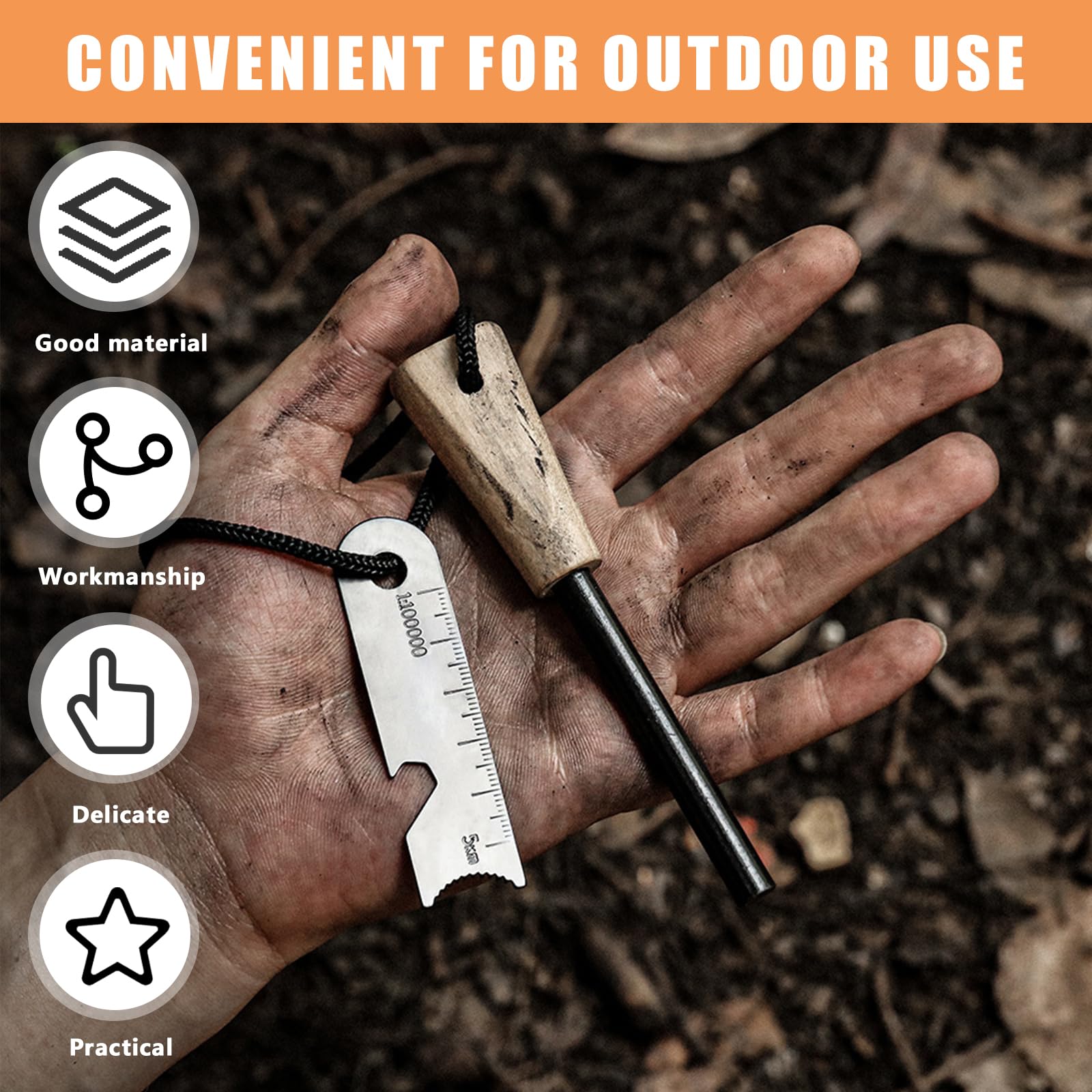 JIEYUCHU Vuurstaal Vuursteen, Met Handgemaakte Handgreep Vuurstarterset Voor Outdoor Survival Camping Vuursteen Bushcraft 3202774290