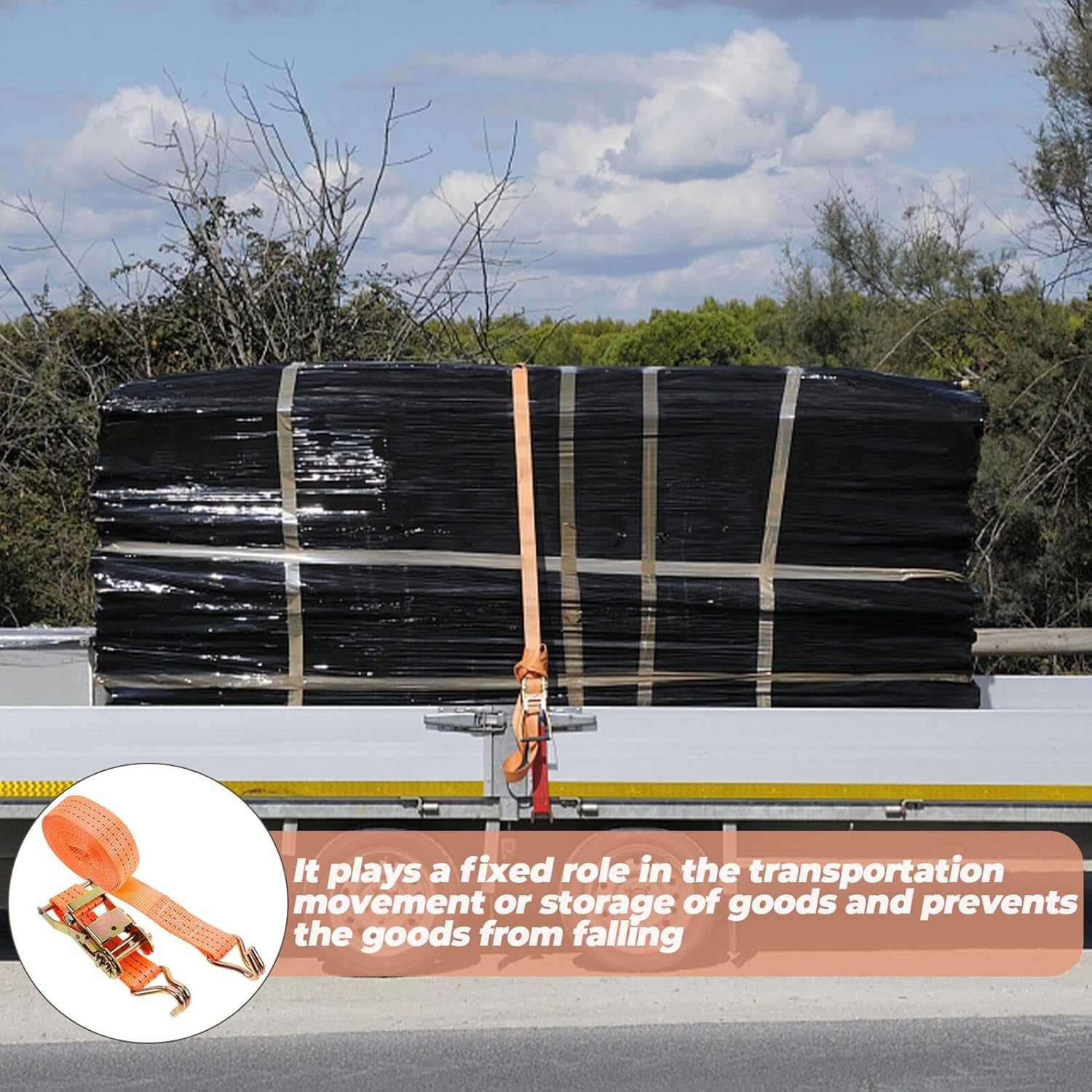 GALPADA Ratchet Tie Down Straps Heavy Duty Polyester 3.8cm X 6m Cargo Tie-Downs with Double Hooks for Truck Trailer Motorcycle Load Securing