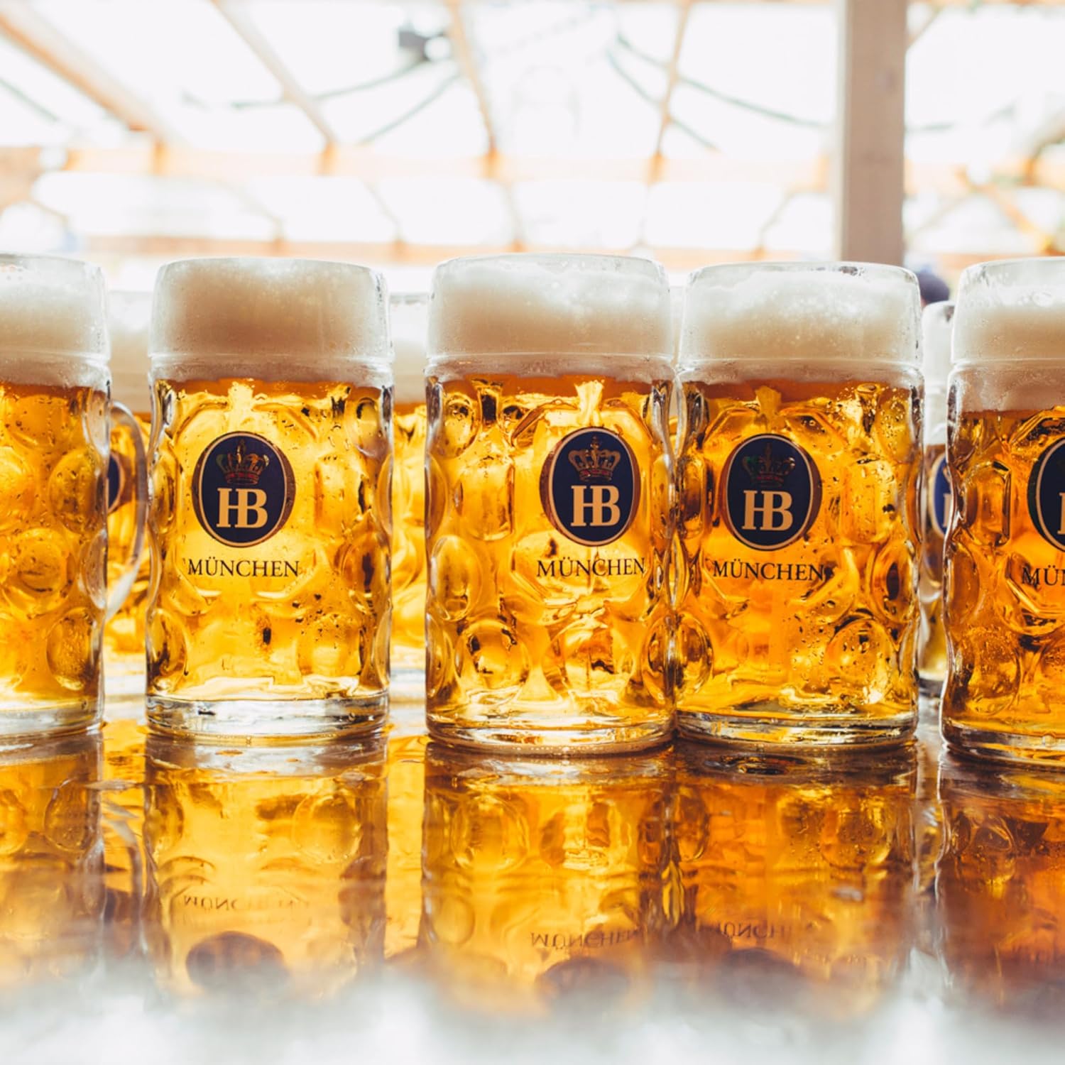 Beer Mug, Beer Glass, Original Hofbräuhaus Munich HB Jug with HB Crest and Traditional Hofbräuhaus Munich Lettering, 1 Litre