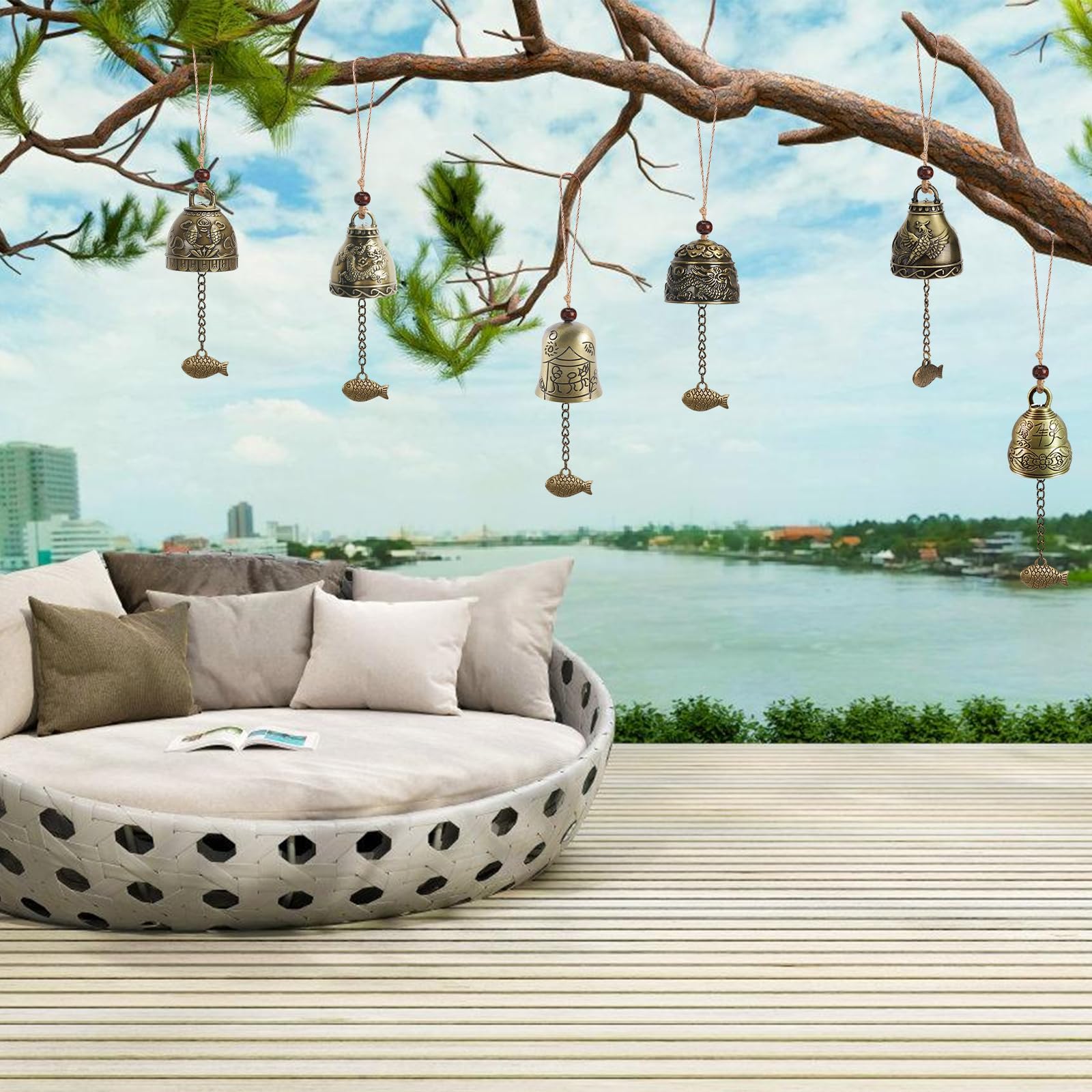 Campane Feng Shui, 6 Pezzi di Campane Feng Shui, Campanula Feng Shui, Campanella di Benedizione, Campanile per Appendere Fortuna e Benedizione nel Giardino di Casa