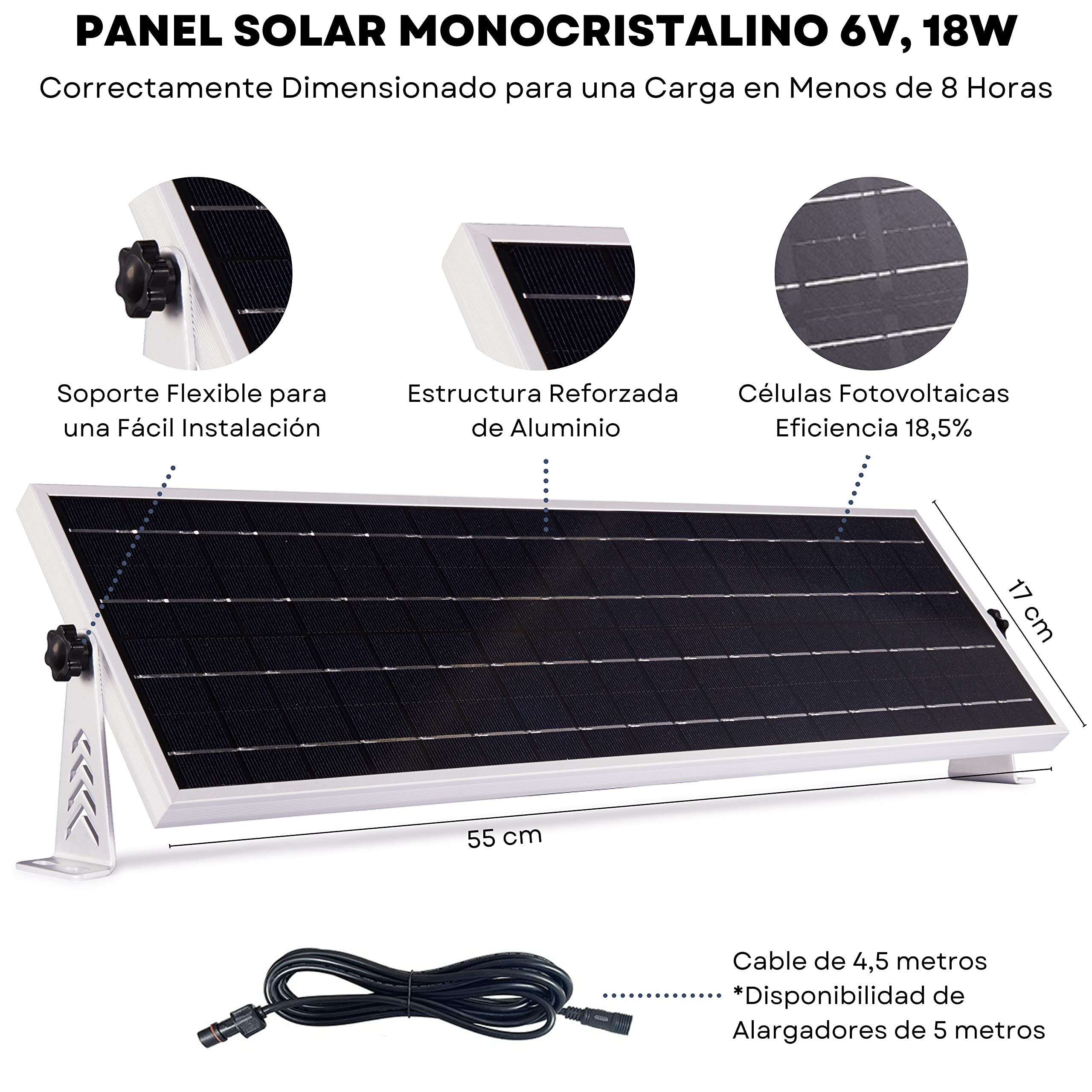 Lámpara Solar 24W, Tubo LED con Mando a Distancia, Interruptor, Sensor de Movimiento y Cargador USB, Luz Neutra 4000K (24 Vatios)