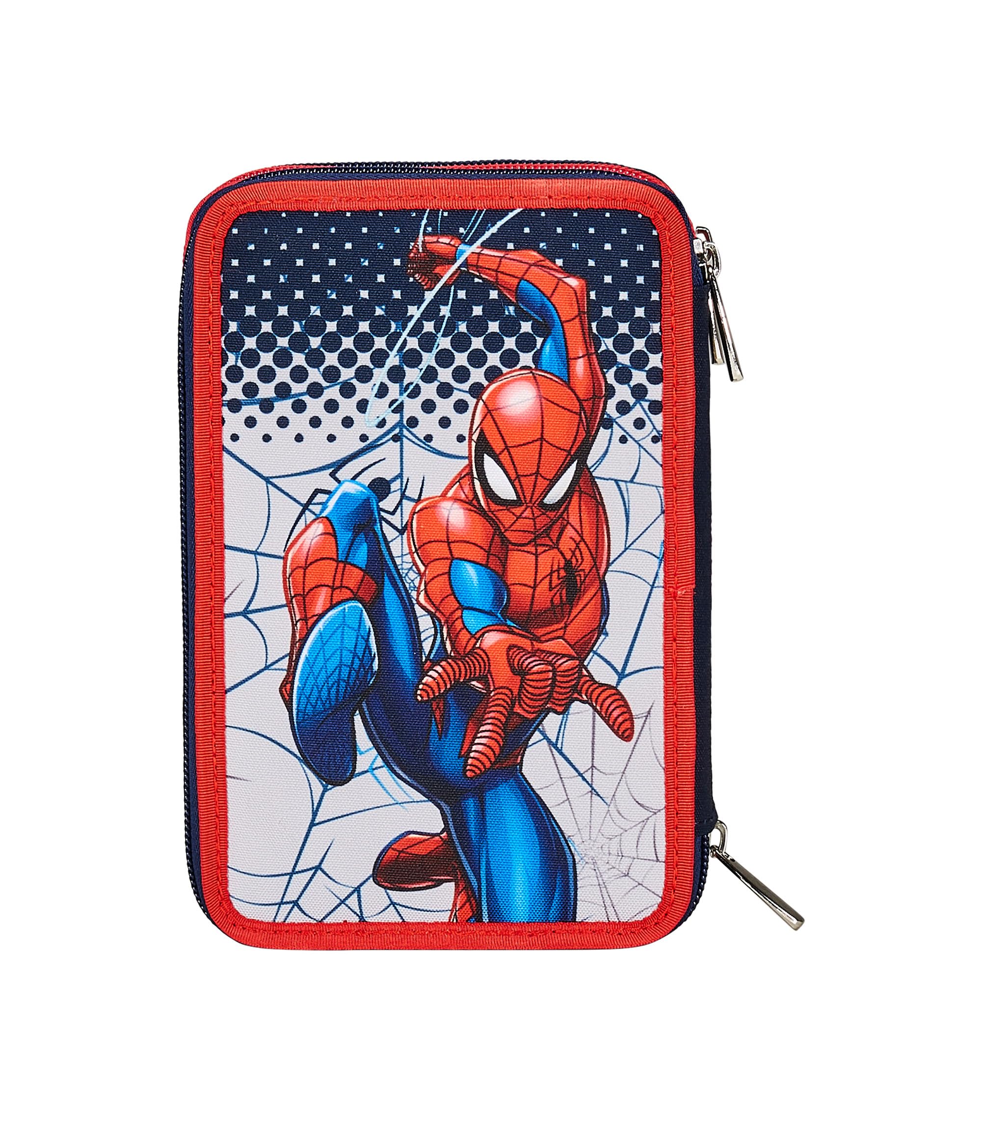 Seven Astuccio Scuola 3 Scomparti, SPIDER-MAN - WEBBED WONDER, Blu Rosso - Portapenne Multi Scomparto Con Matite, Penne e Colori
