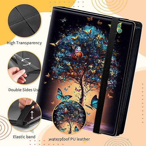 Miniatura 4 de Rading - Carpeta de tarjetas para Pokémon, béisbol, fútbol, hockey, fútbol, deporte, TCG, MTG, Yugioh, tarjetero con 4 bolsillos, funda de 160