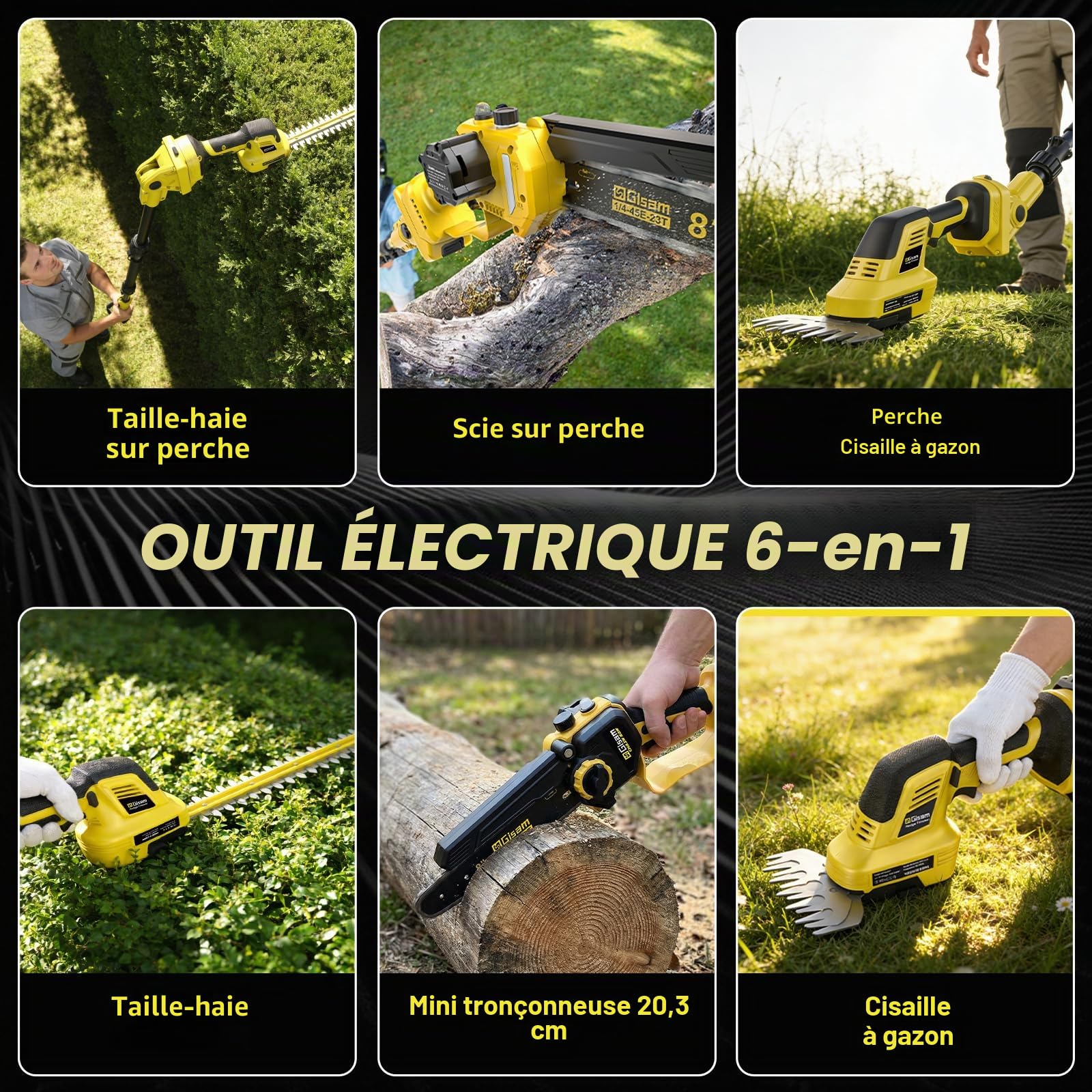 Coupe-Bordure et Pôle Sans Fil 6 en 1, idéale Pour la Coupe de Cire