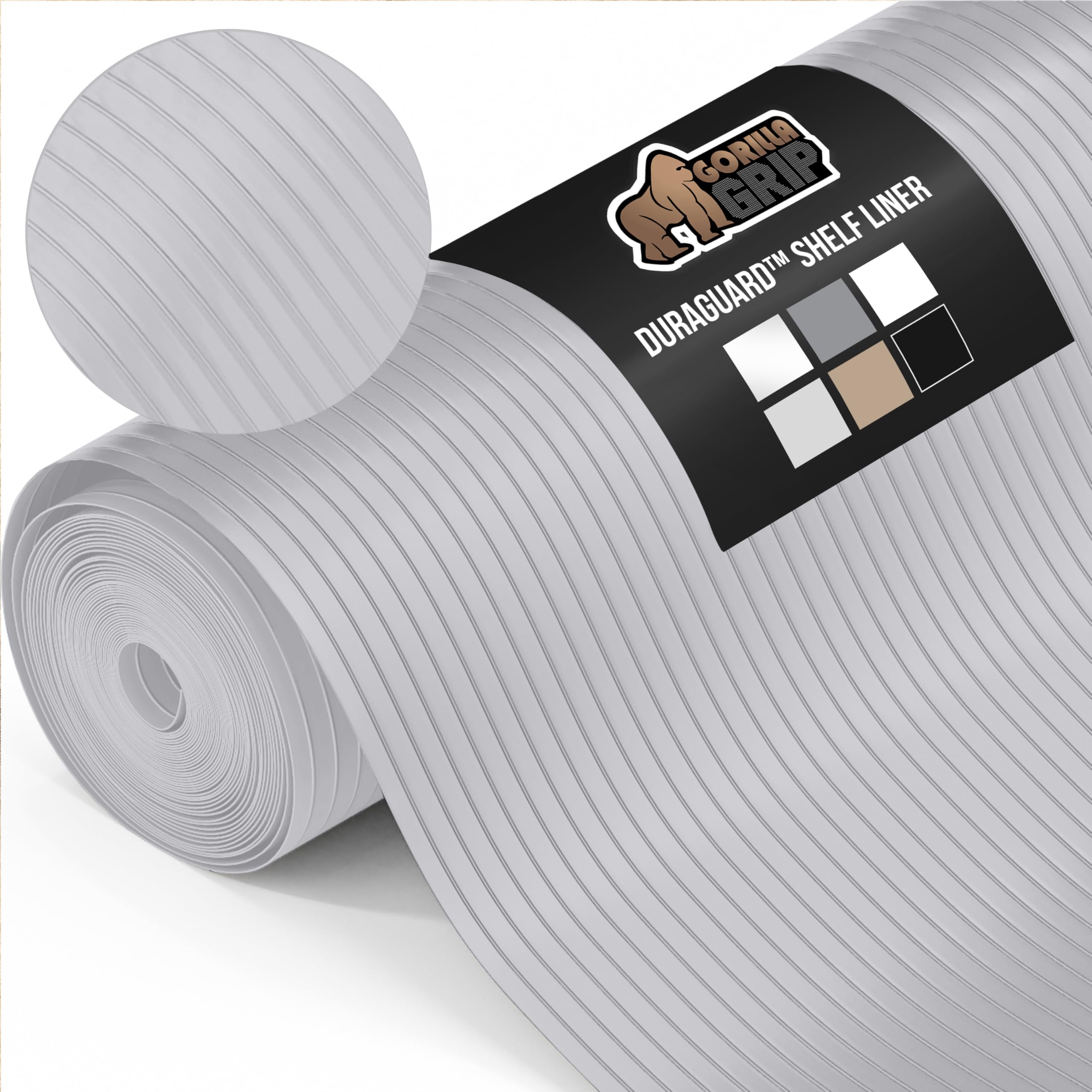 Gorilla Grip Ribbed Top Drawer and Shelf Liner, Non Adhesive Waterproof Roll, Durable and Strong Plastic Grip Liners for Drawers, Shelves, Kitchen Cabinets, Storage, 20 Inch x 30 FT, Light Gray — image 1