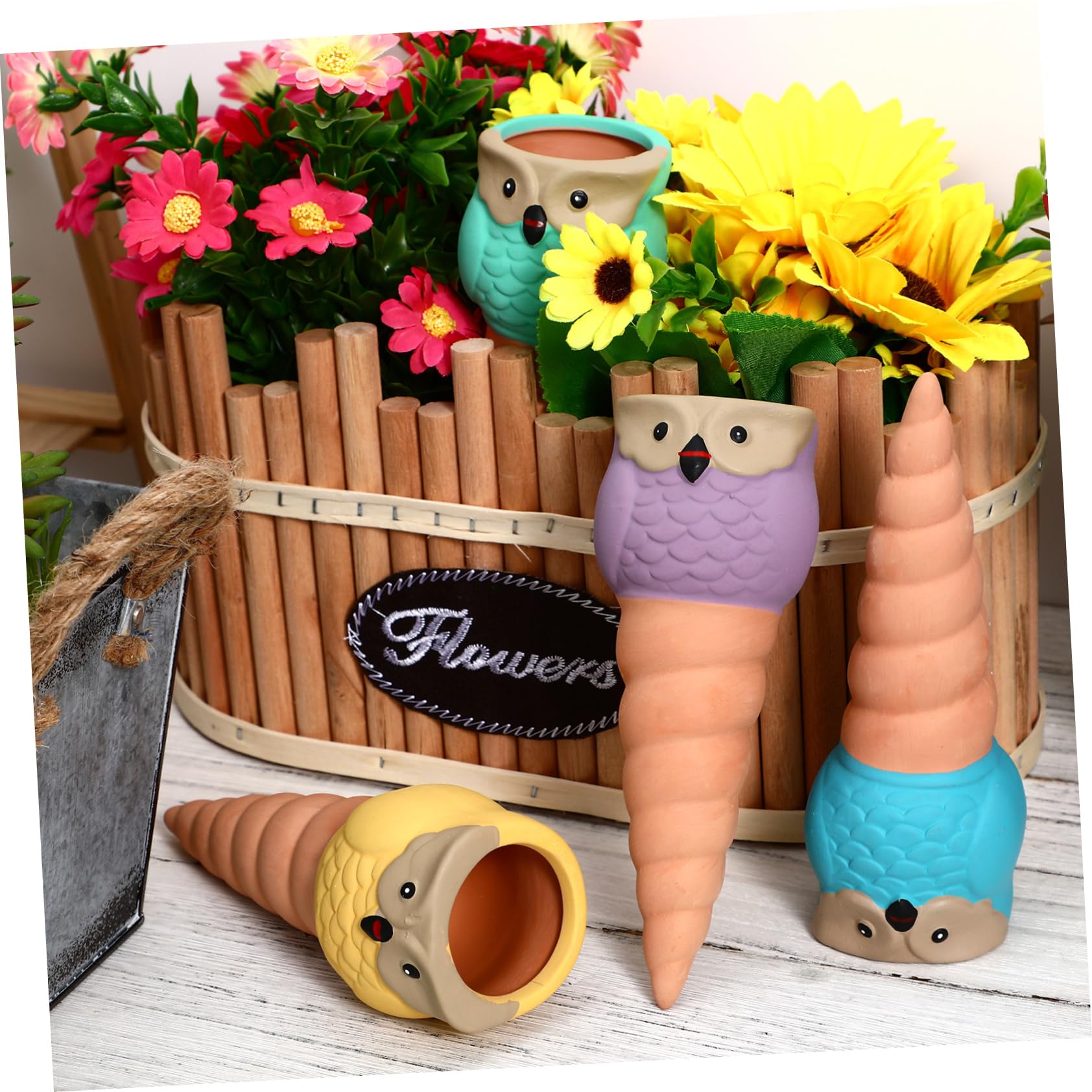 Toyvian Picots D'arrosage Automatique de Hibou 4 Pièces en Céramique Système D'arrosage Facile à Utiliser pour Plantes en Pot pour Pots de Fleurs Intérieurs