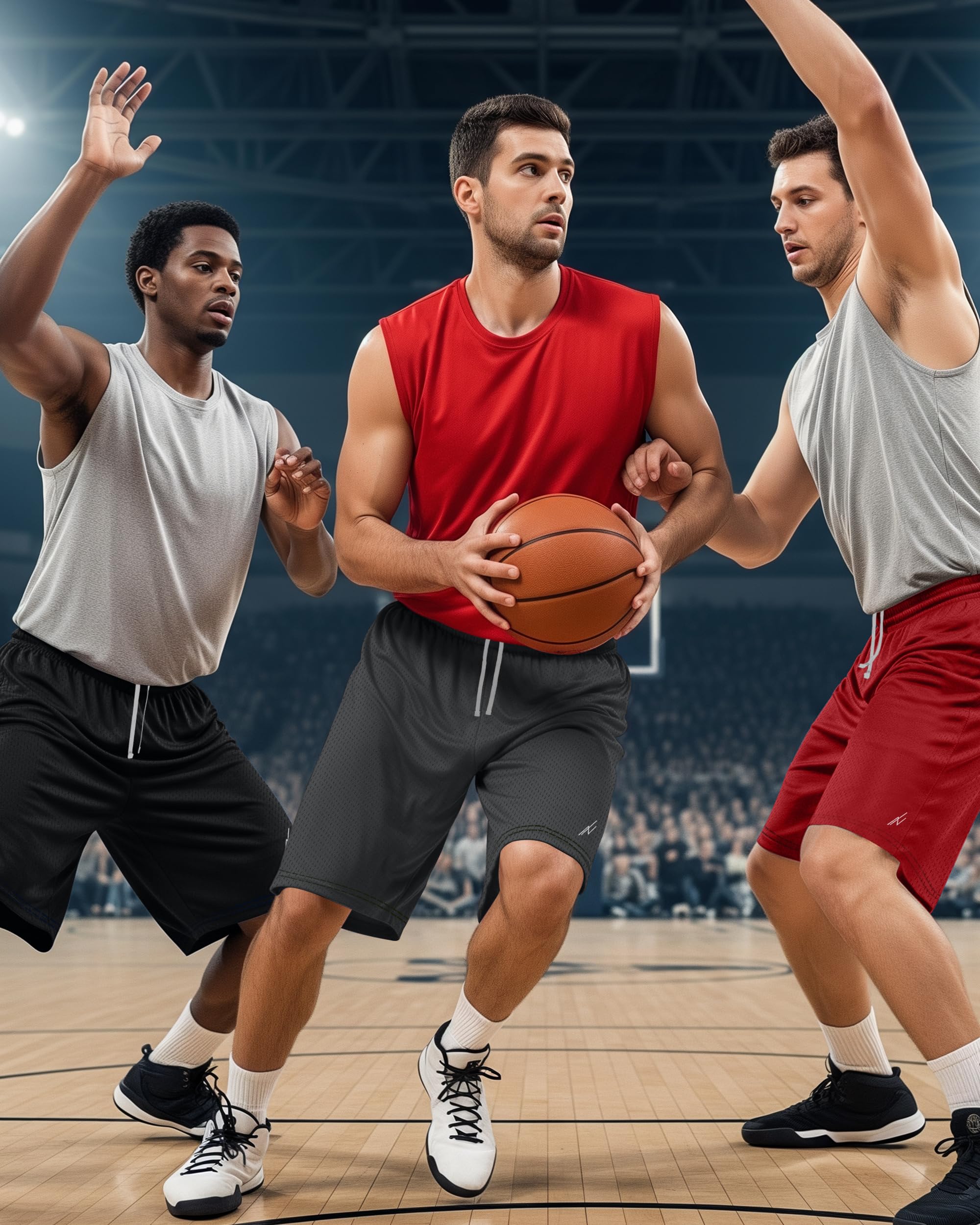 NY Threads Lot de 3 shorts de sport pour homme à séchage rapide et légers avec poches