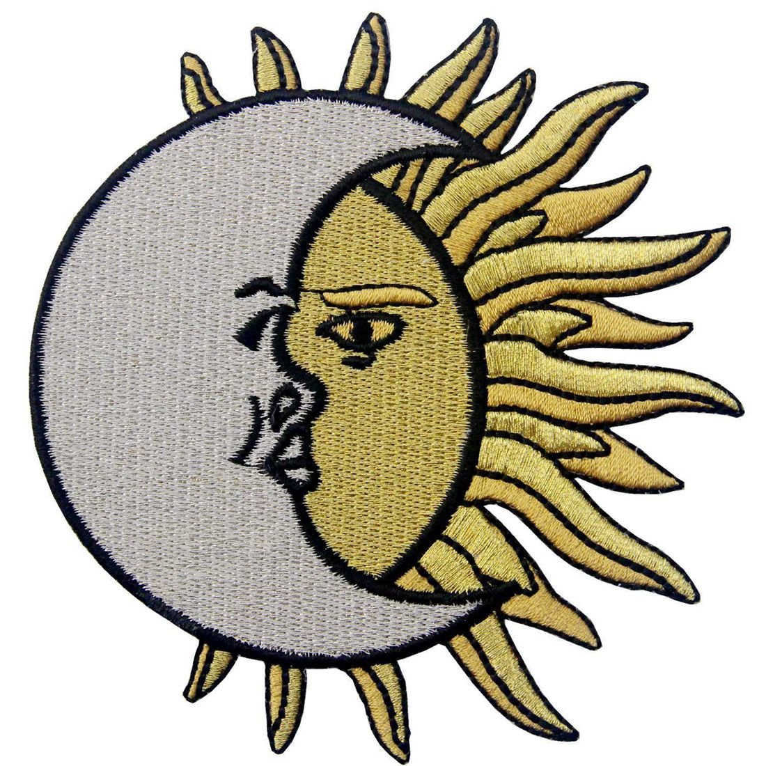 Crescent Moon Over Sun Ricamato Celestial Badge Iron On Sew On Patch-image