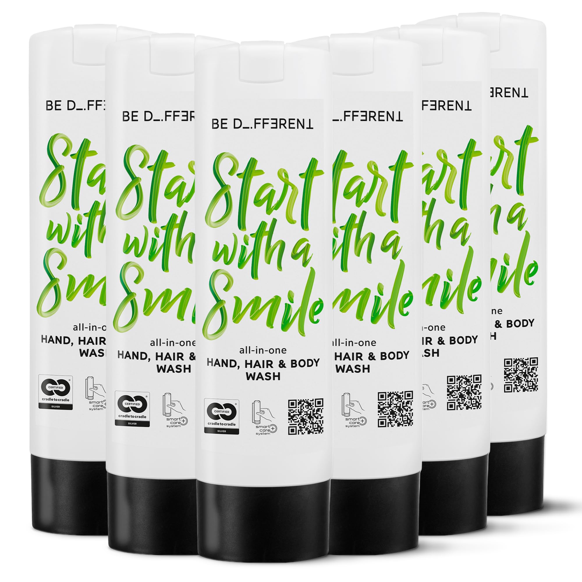 ADA Cosmetics 3 in 1 Hair,Hand&Body Duschgel Be Different 6 x 300 mL Reinigung für Körper, Haare & Hände, Fruchtiger Limetten-Minz-Duft, Nachfüllpack für SmartCare-Spender, Made in Germany | Reinigung für Körper, Haare & Hände, Fruchtiger Limetten-Minz-Du